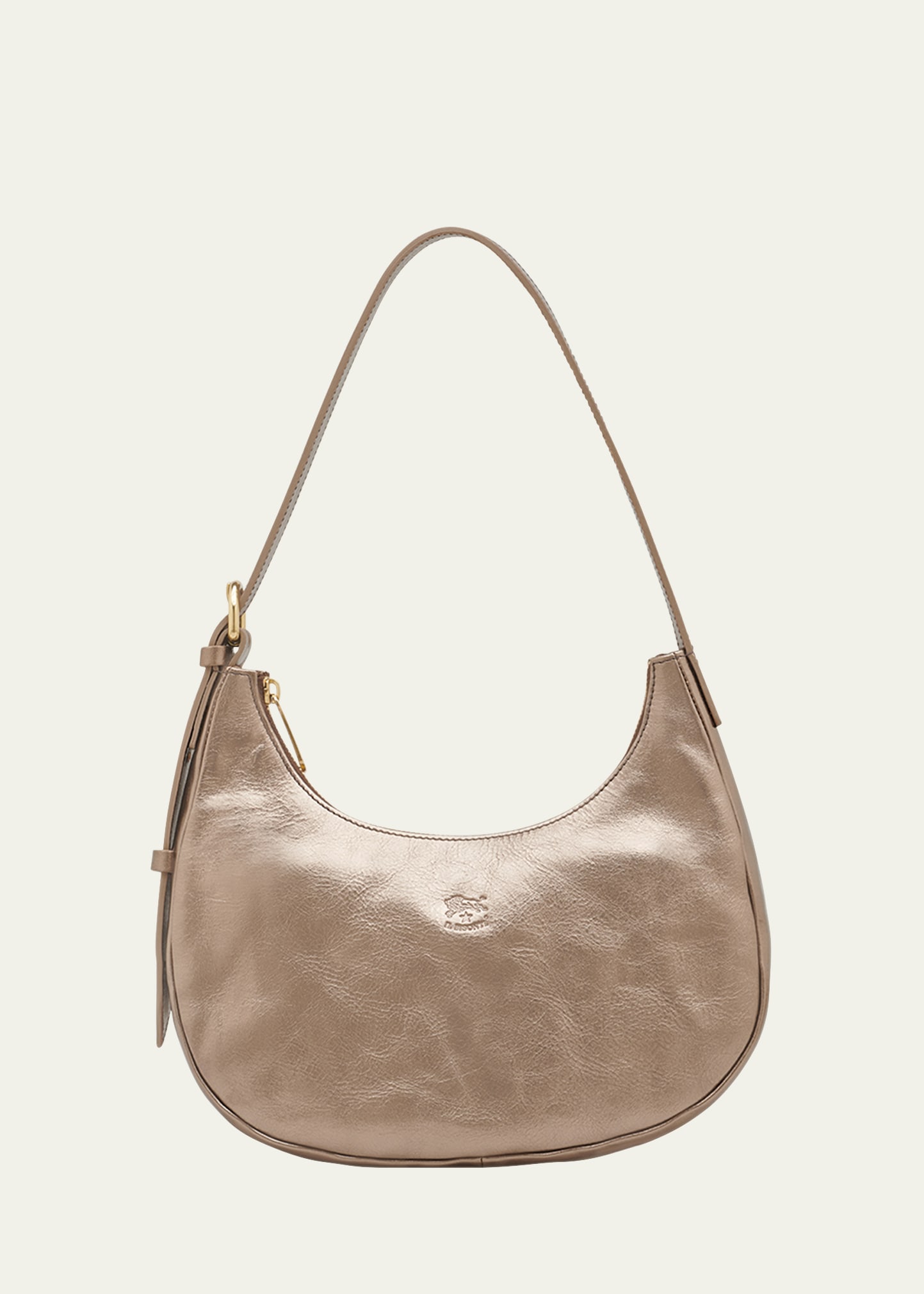 Il Bisonte Belcanto Metallic Leather Shoulder Bag In Brown