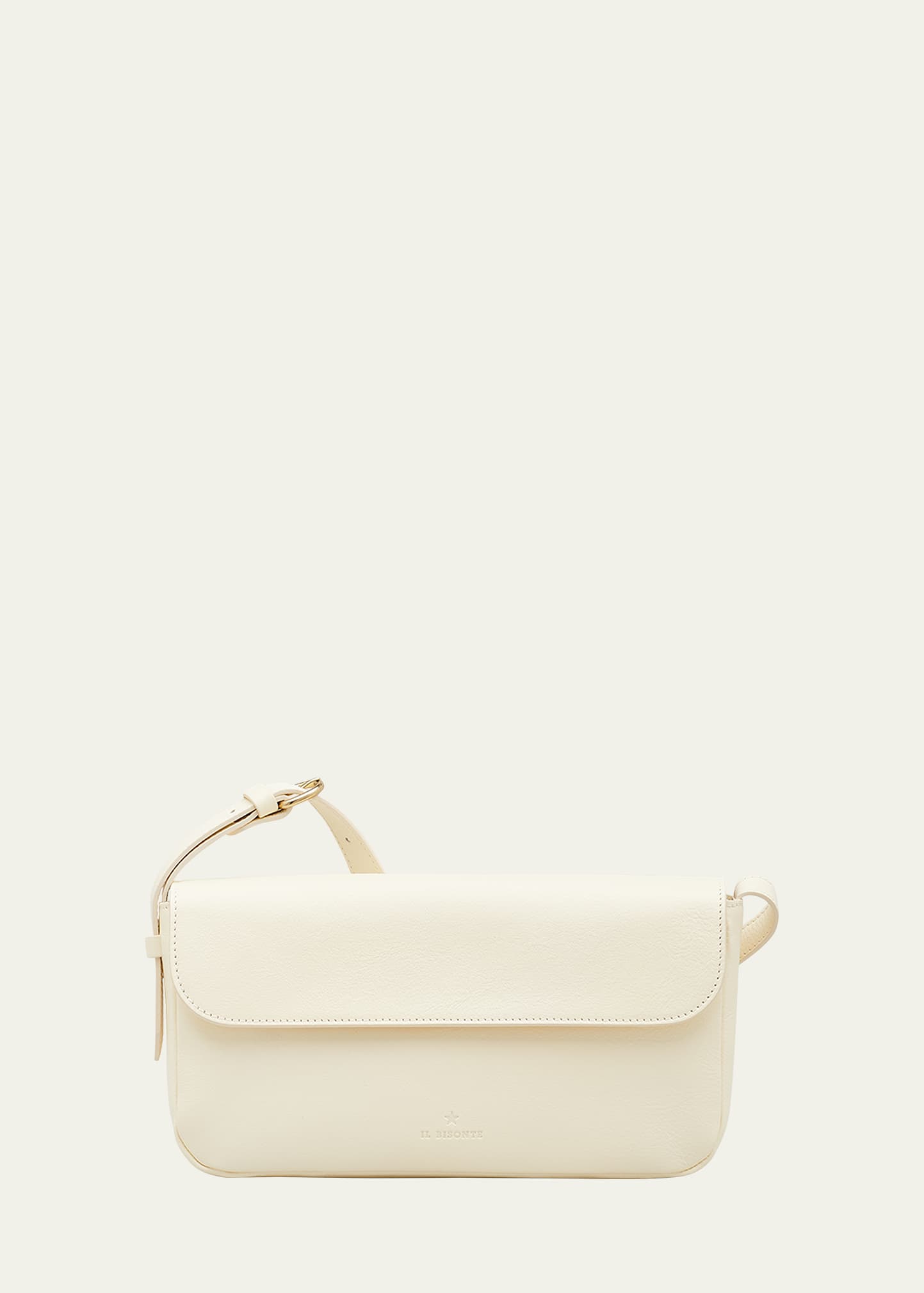Il Bisonte Studio Flap Leather Shoulder Bag In White
