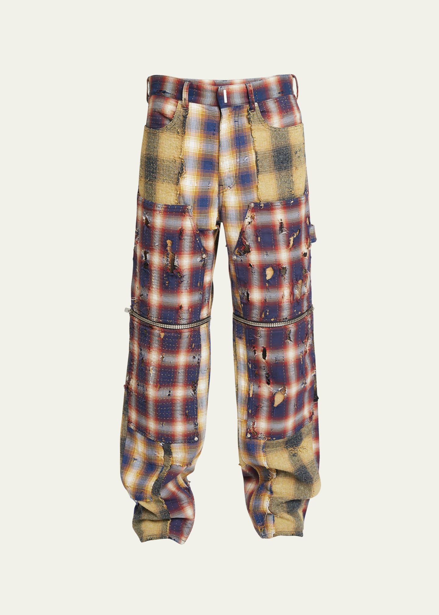Givenchy Zip Off Carpenter Denim Trousers In Multicolored
