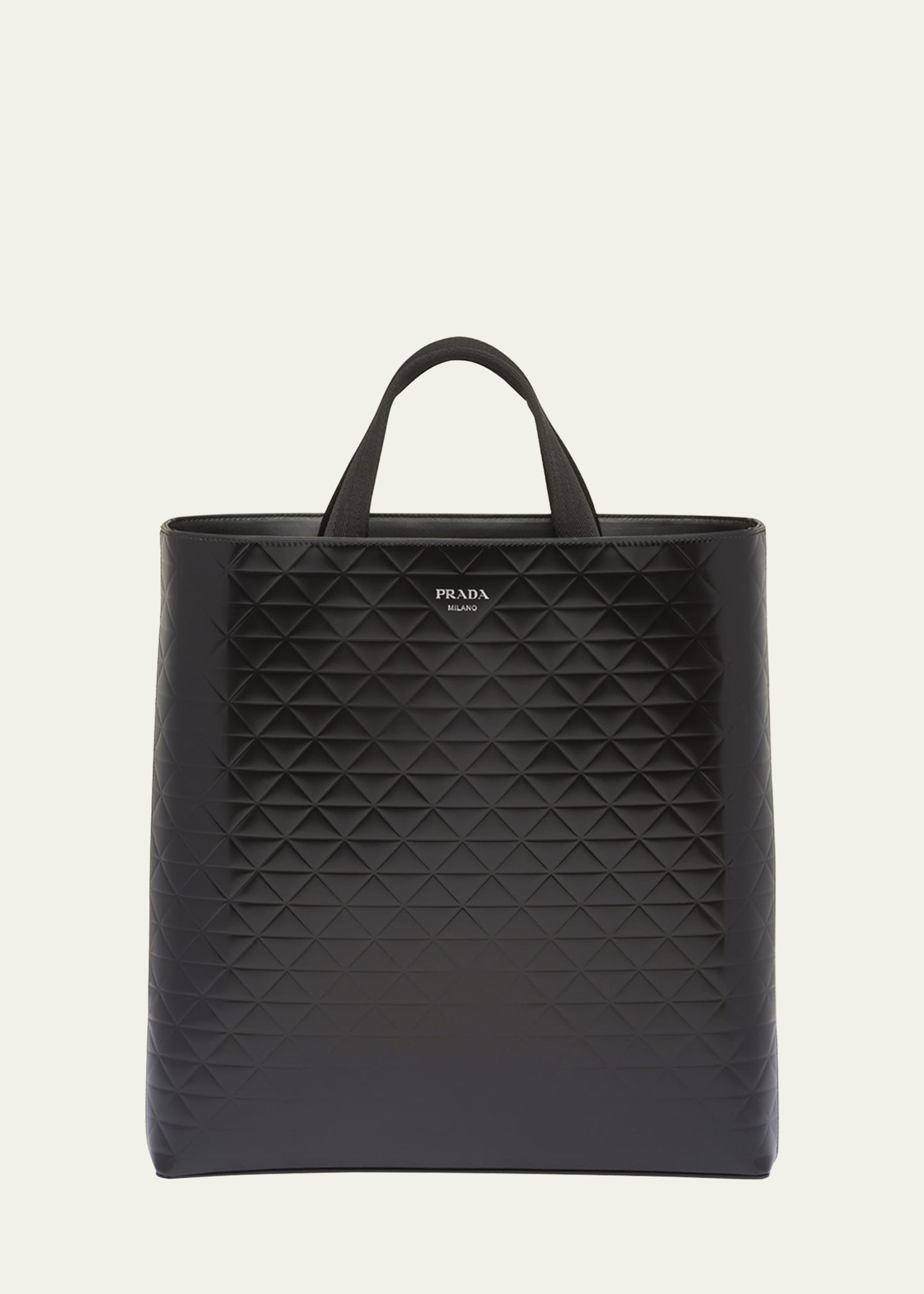 Prada Men's Smooth Leather Tote Bag In F0002 Nero