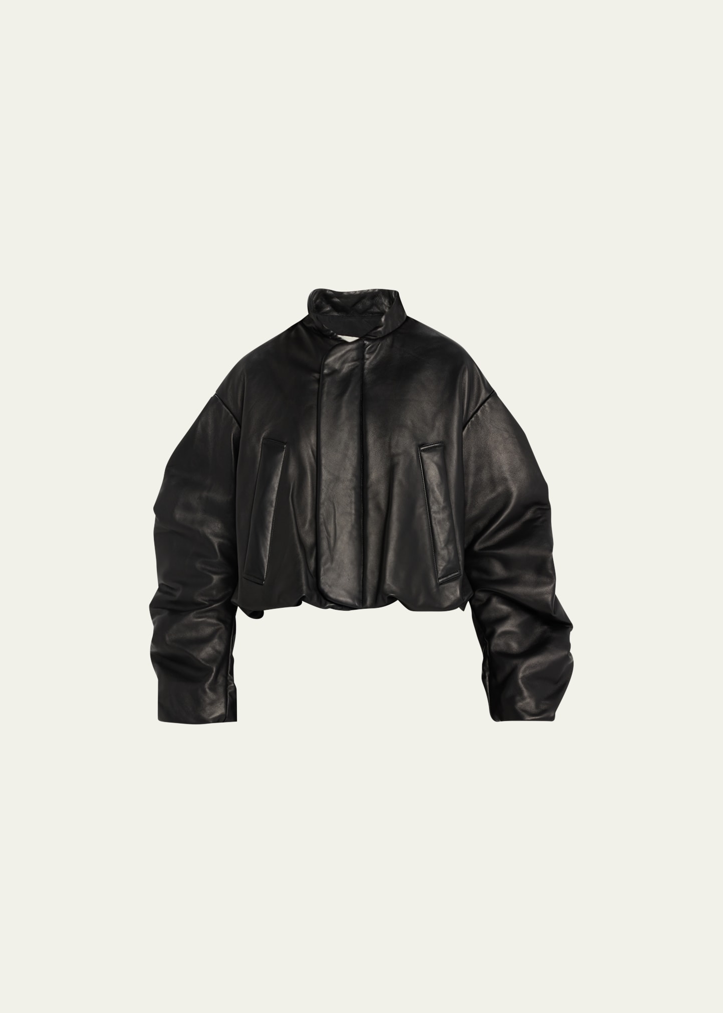 Ruched Leather Oversized Jacket