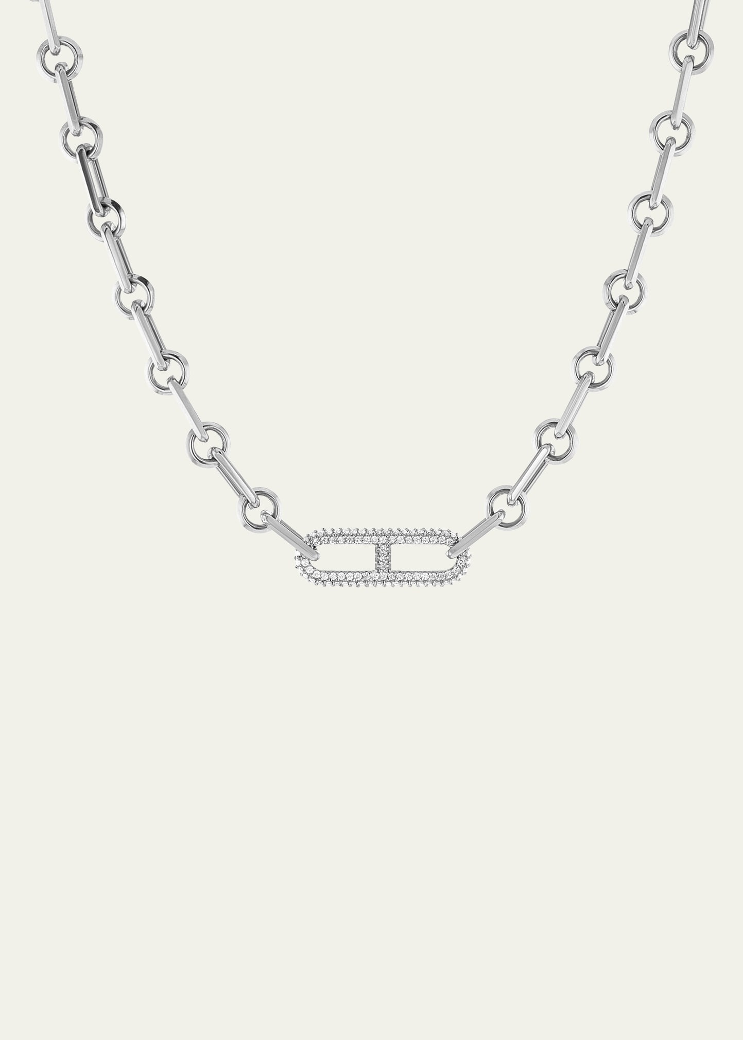 Sheryl Lowe Diamond H Link Soho Chain Necklace In Silver