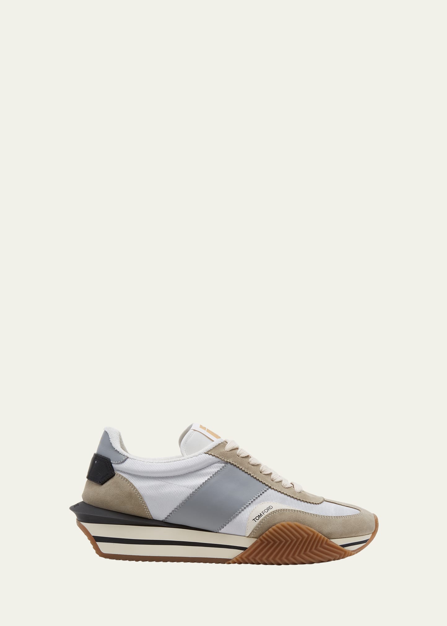 Tom Ford James Chunky Platform Sneakers In Silver + Cream