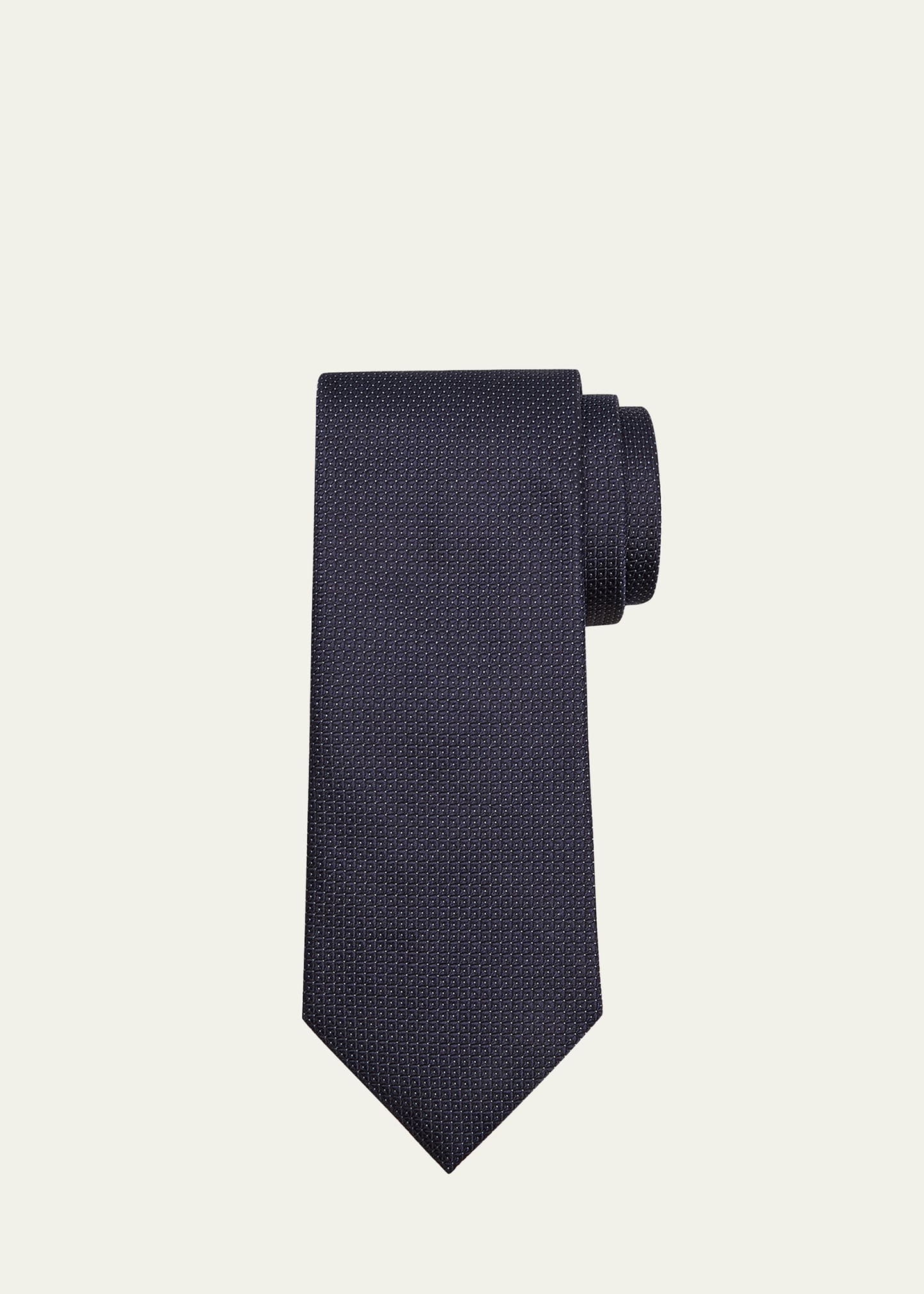 Zegna Men's Micro-geometric Silk Tie In Navy