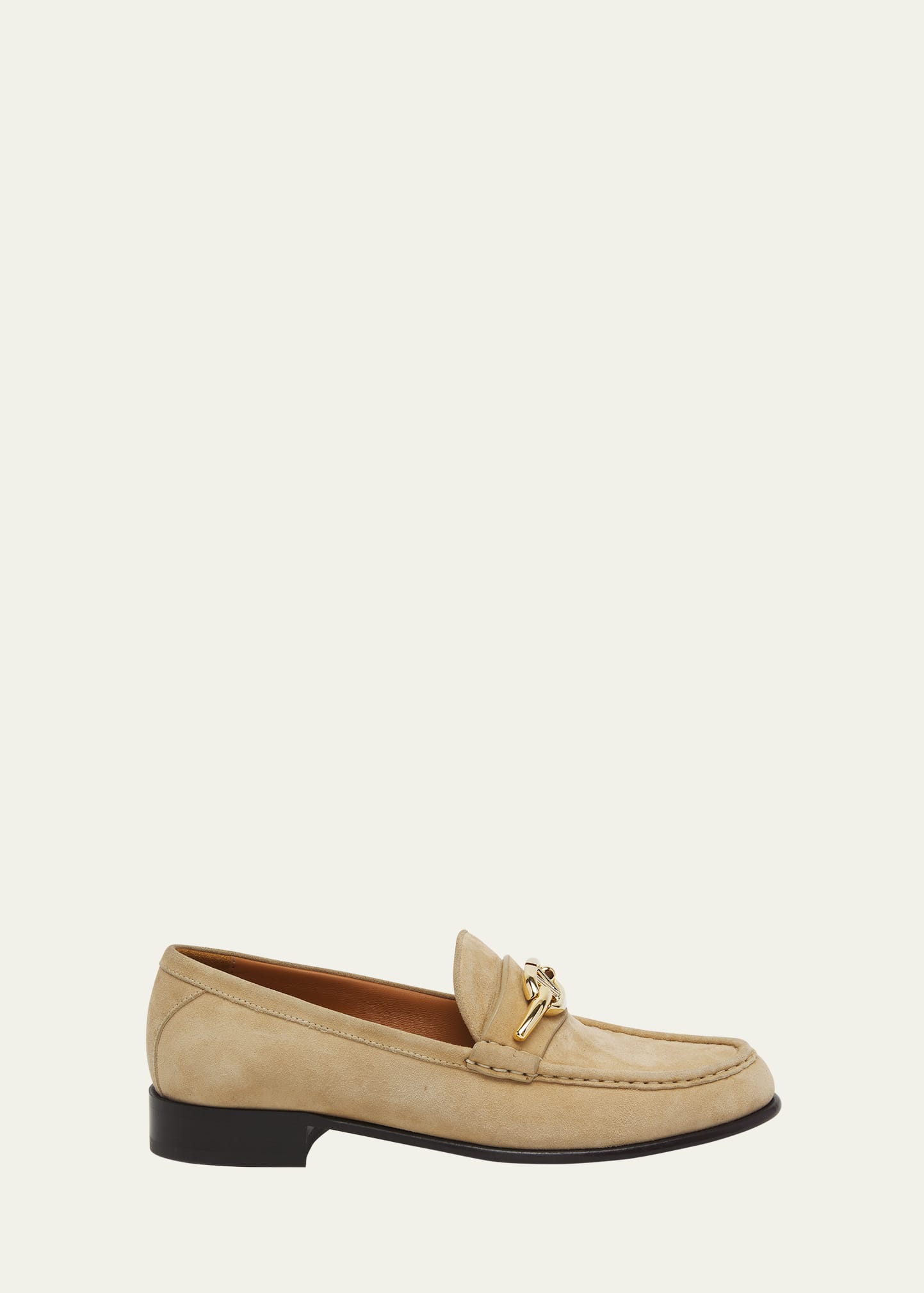 Shop Valentino Gate Vlogo Suede Loafers In Cappuccino
