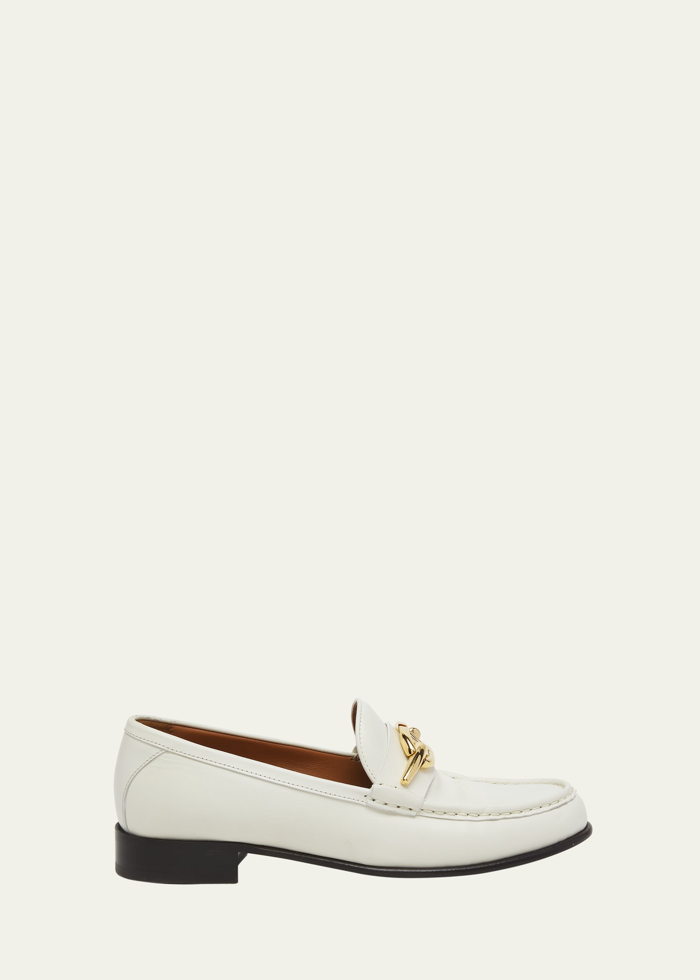 Shop Valentino Gate Vlogo Leather Loafers In Ivory