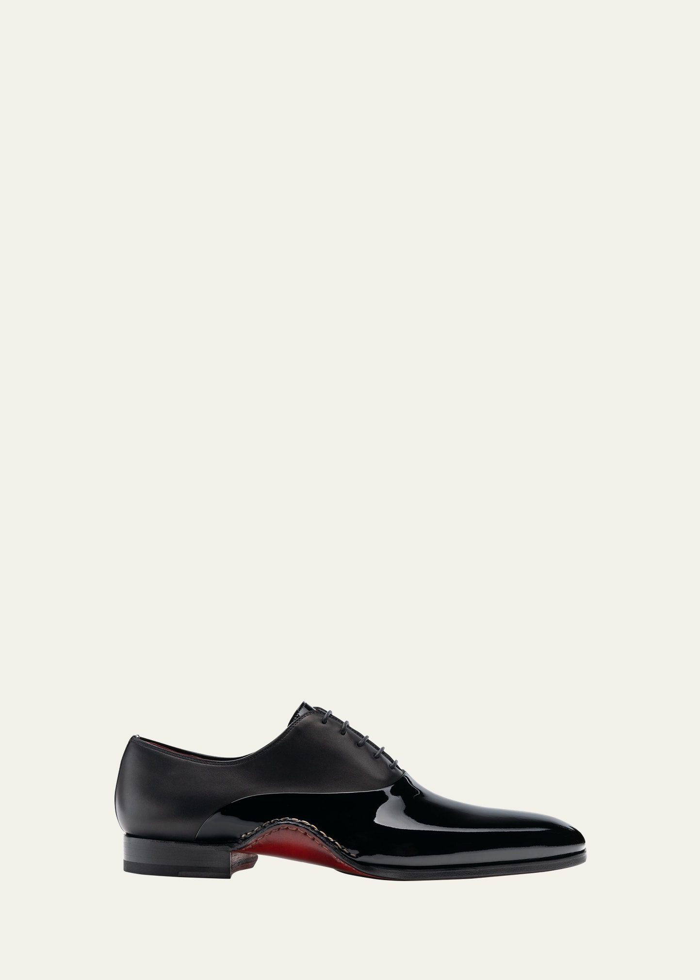 Bergdorf Goodman Men's Oscar Patent And Matte Leather Oxfords In Black