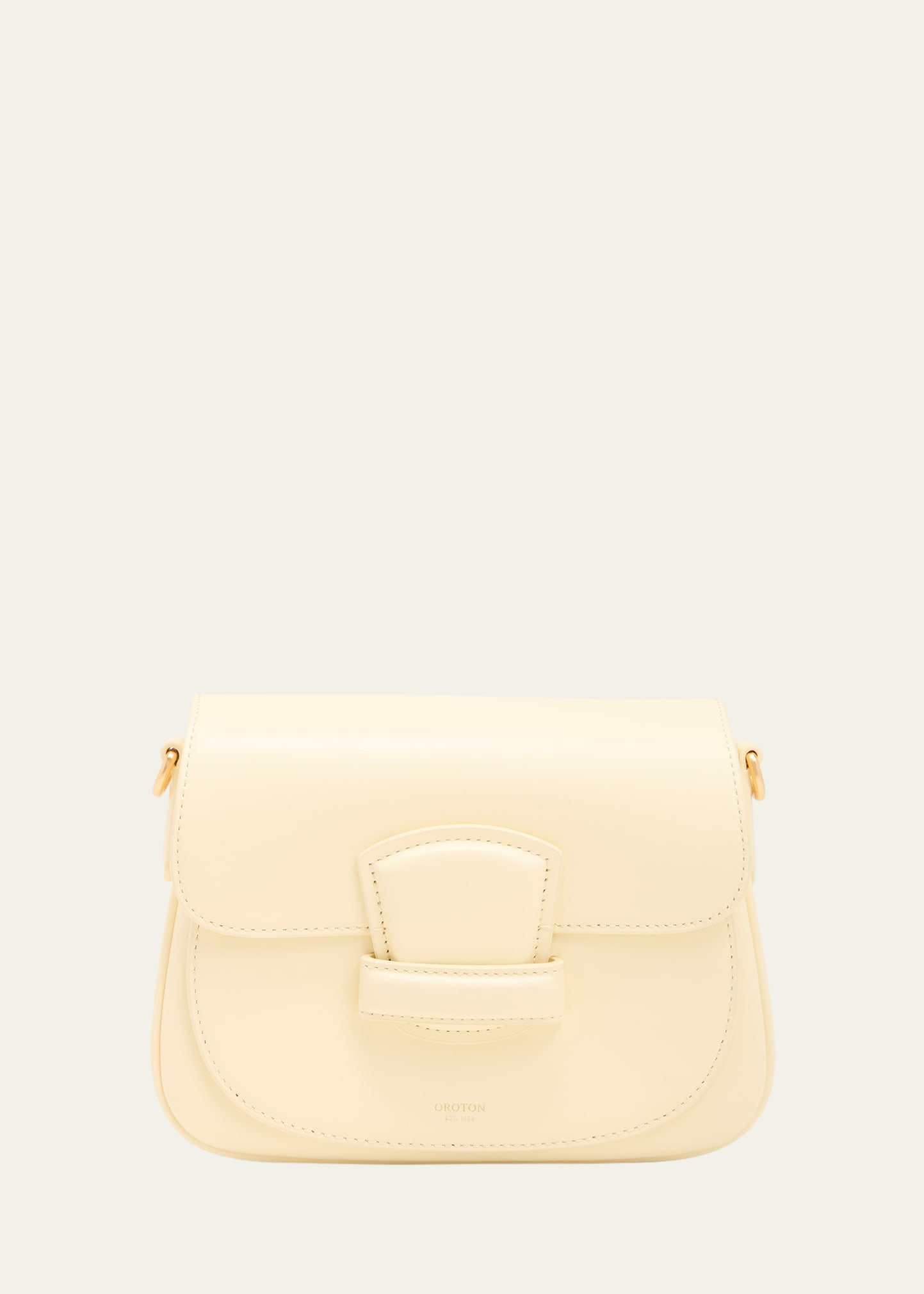 Oroton Carter Leather Small Shoulder Bag In Lemon Butter