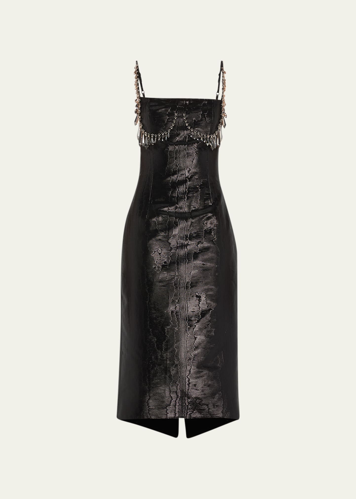 Wiederhoeft Moire Crystal-embellished Midi Tank Dress In Black