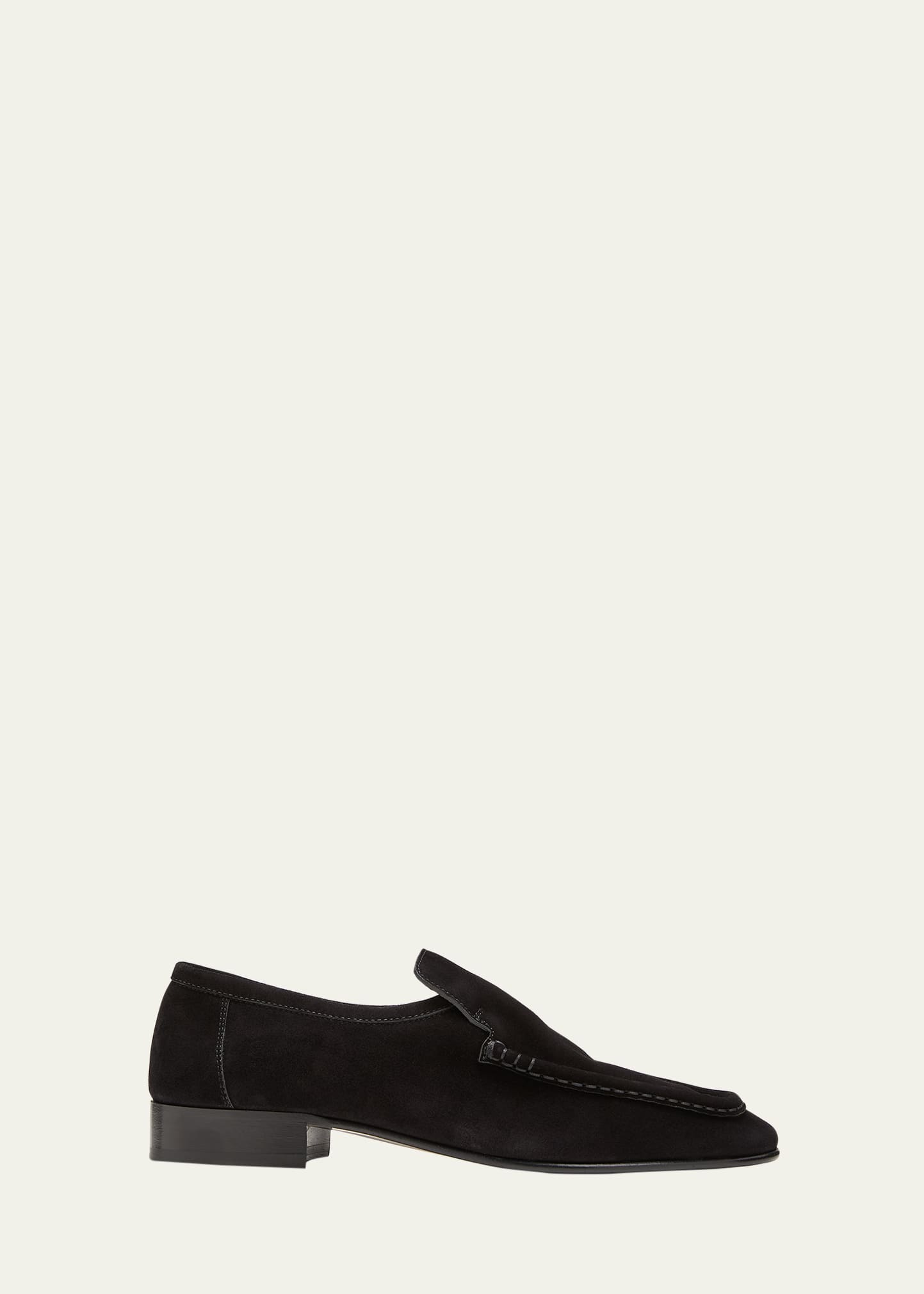 The Row Soft Suede Easy Loafers In Black