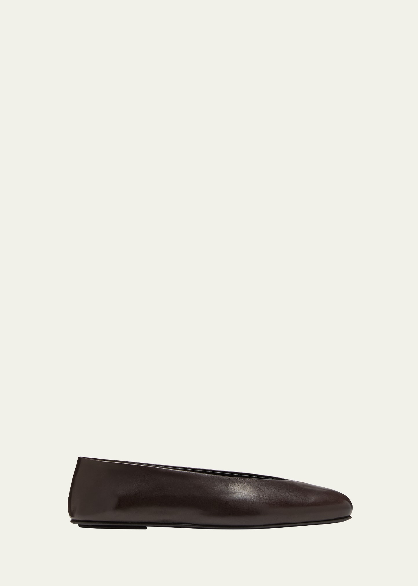 The Row Eva Leather Ballerina Flats In Dark Brown