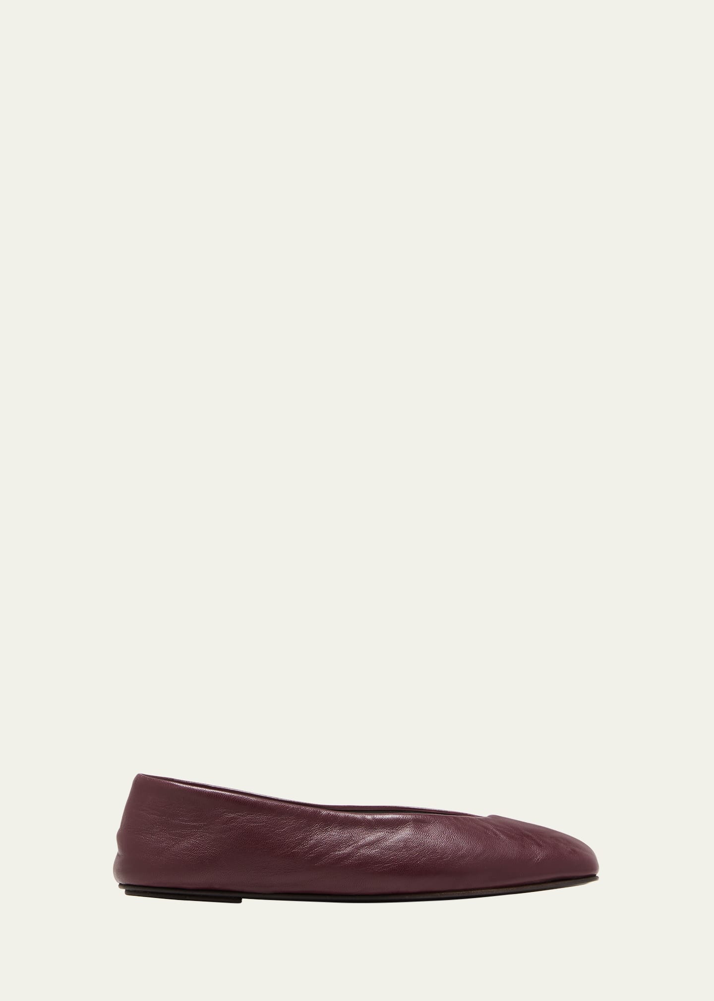 The Row Eva Leather Ballerina Flats In Dark Burgundy