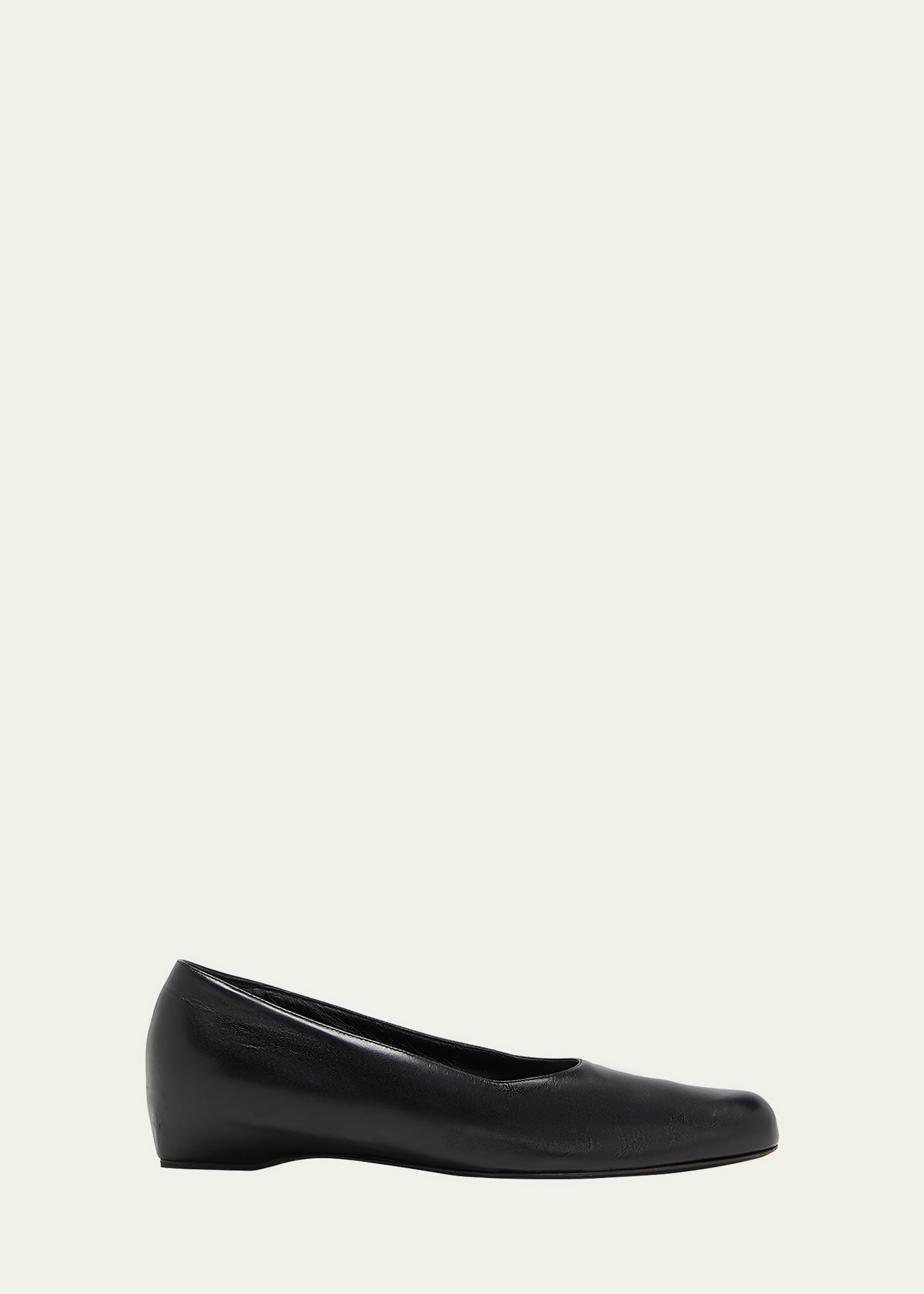 The Row Marion Leather Ballerina Loafers In Black
