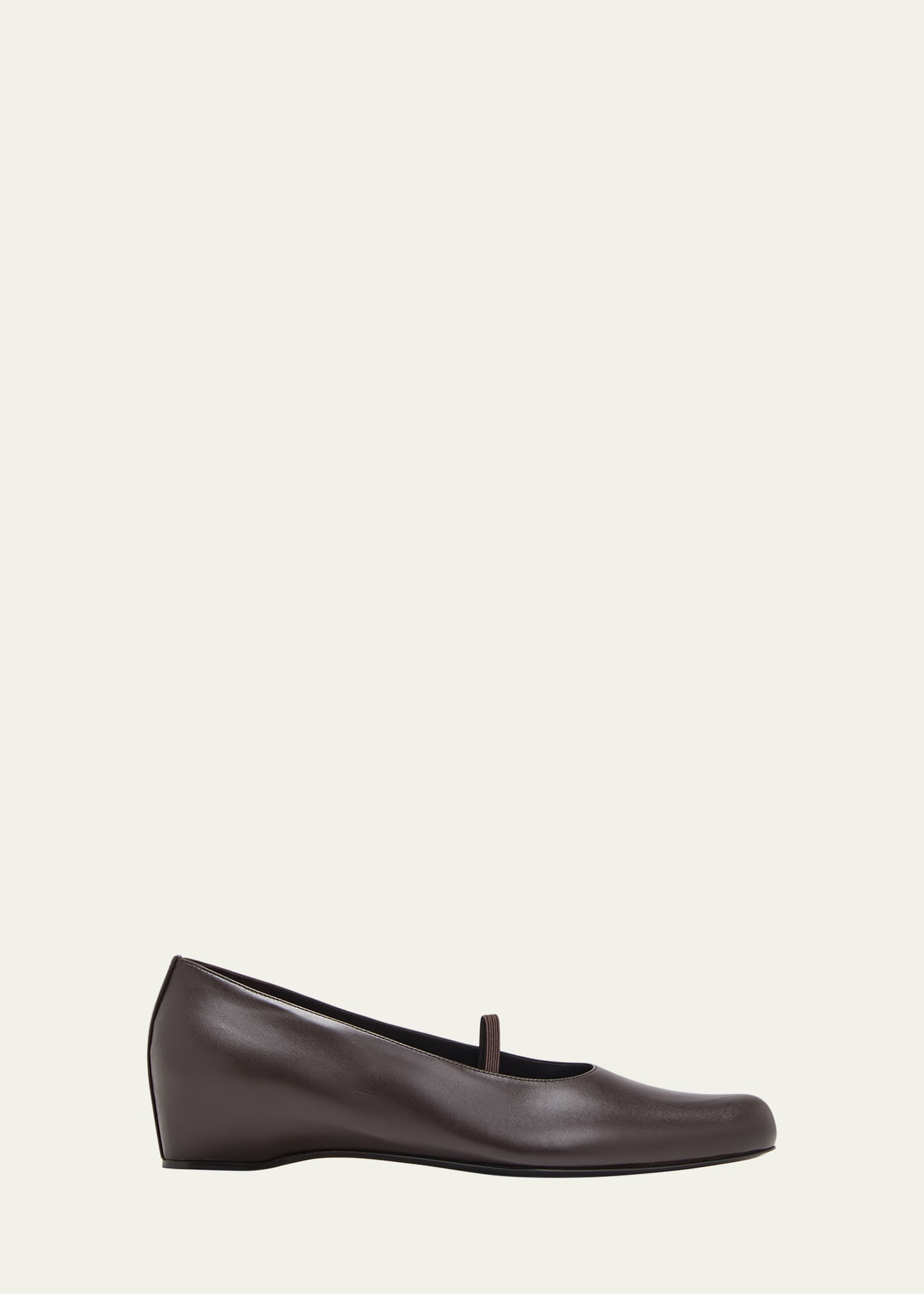 The Row Marion Leather Ballerina Loafers In Dark Brown