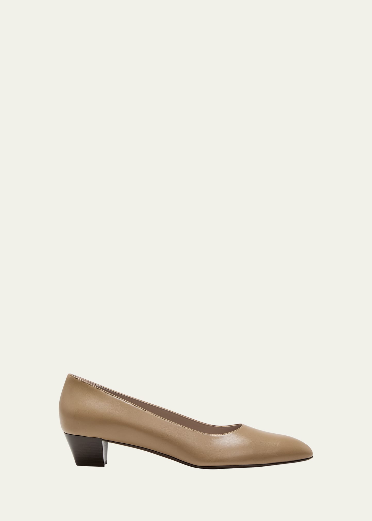 The Row Luisa Leather Block-heel Pumps In Hemp