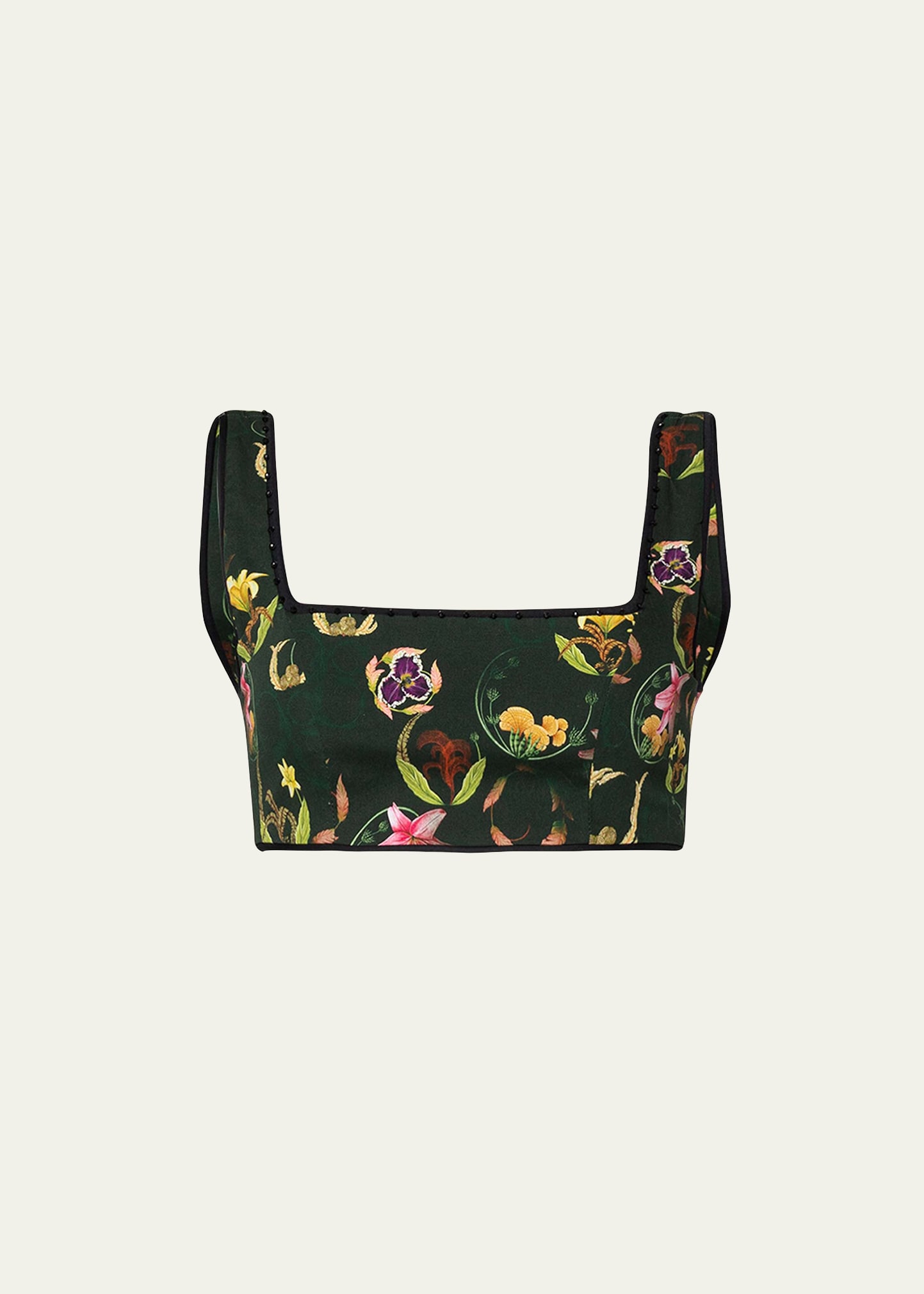 Agua By Agua Bendita Amanda Floral Poplin Crop Top In Marina