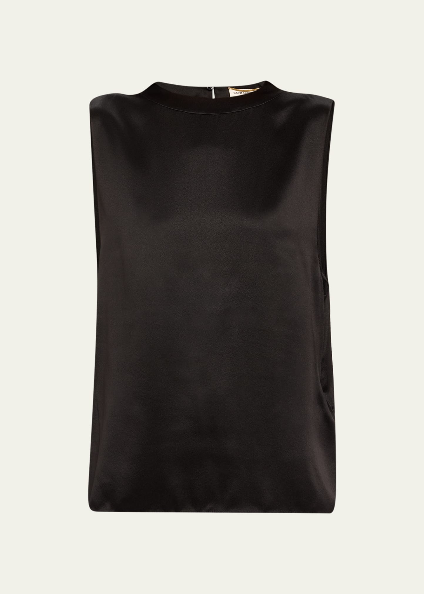 Saint Laurent Silk Crew Top In Nero