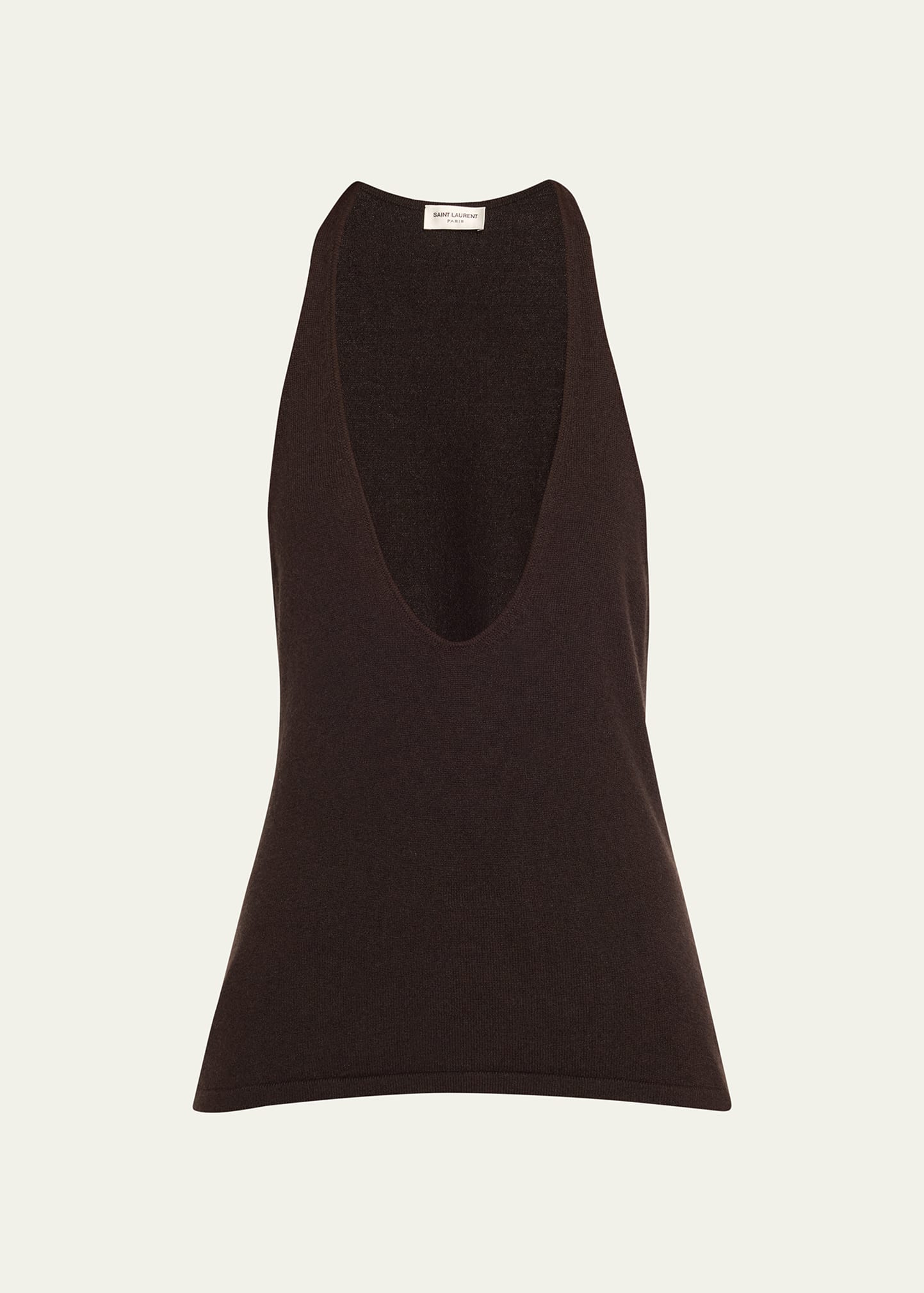 Shop Saint Laurent Super Low Cashmere Tank Top In Caillou