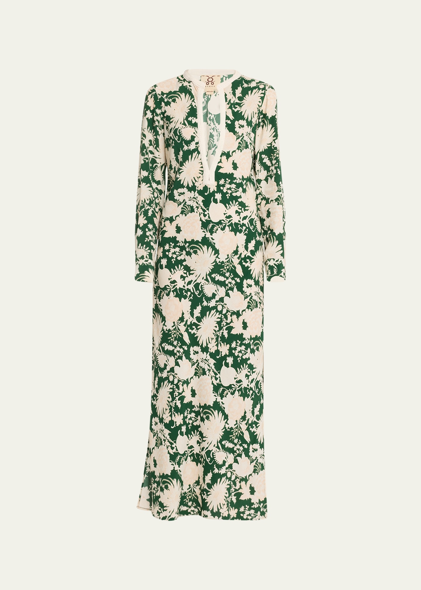 Rosalind Floral Maxi Dress with Embroidered Neckline