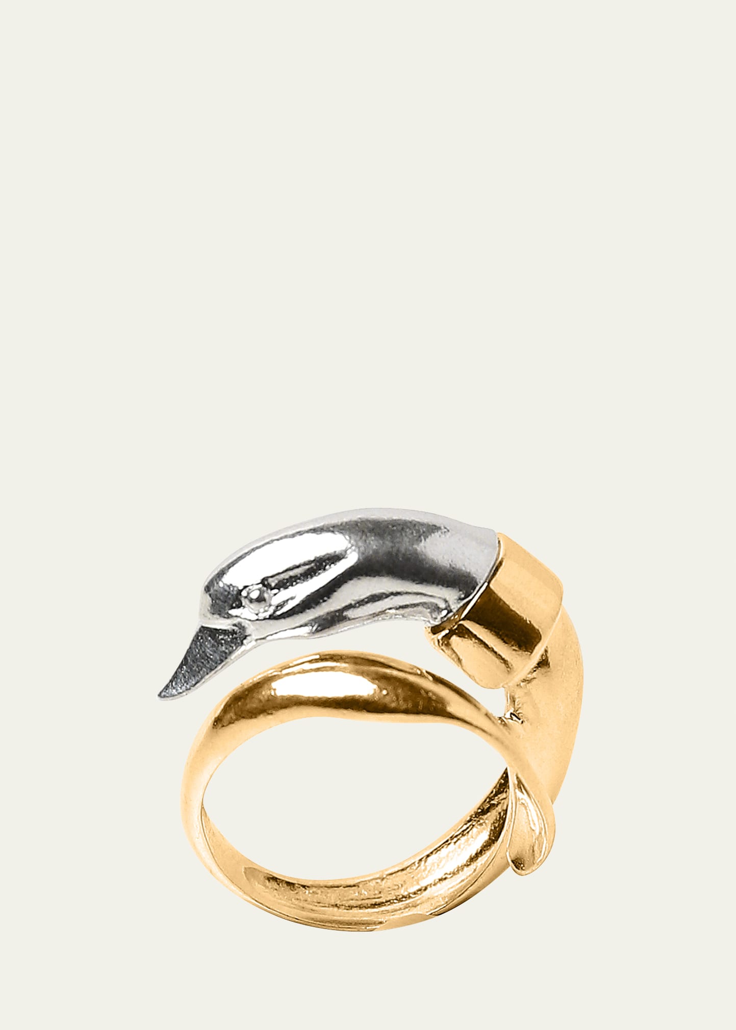 18K Gold Vermeil and Silver Swan Ring