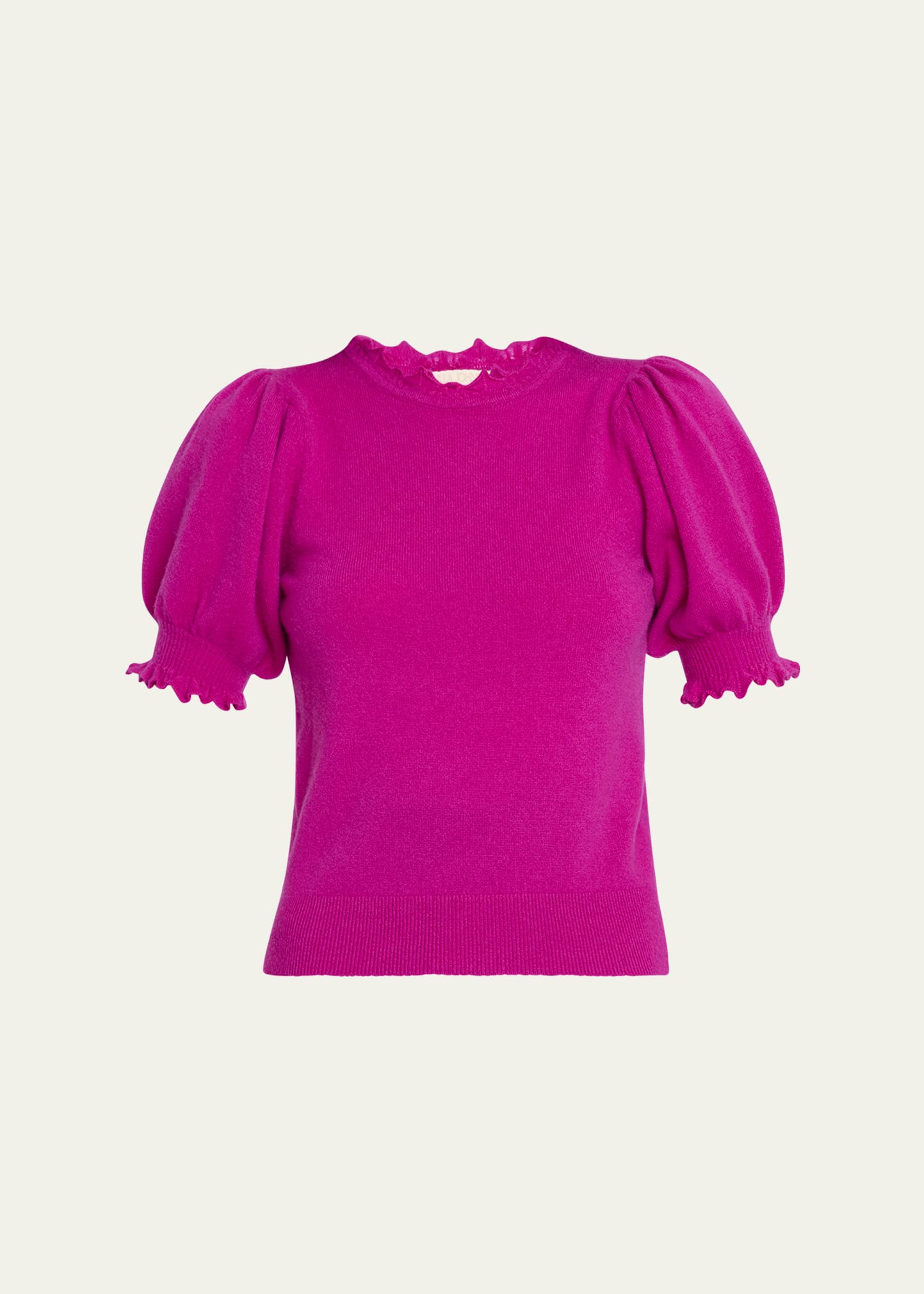 Shop Ulla Johnson Lotta Cashmere Short-sleeve Sweater In Thistle