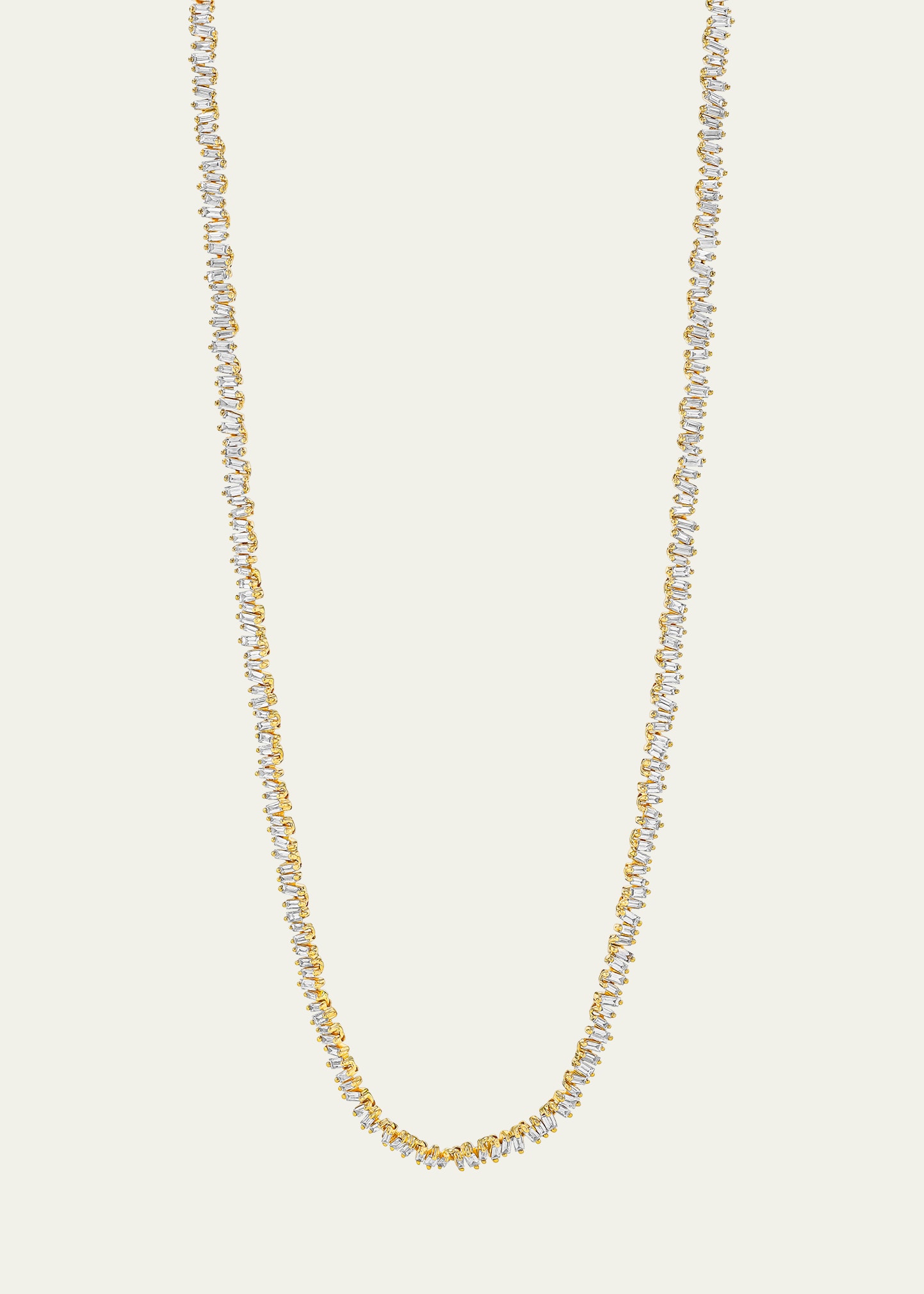 Suzanne Kalan 18k Yellow Gold Fireworks Baguette Diamond Necklace