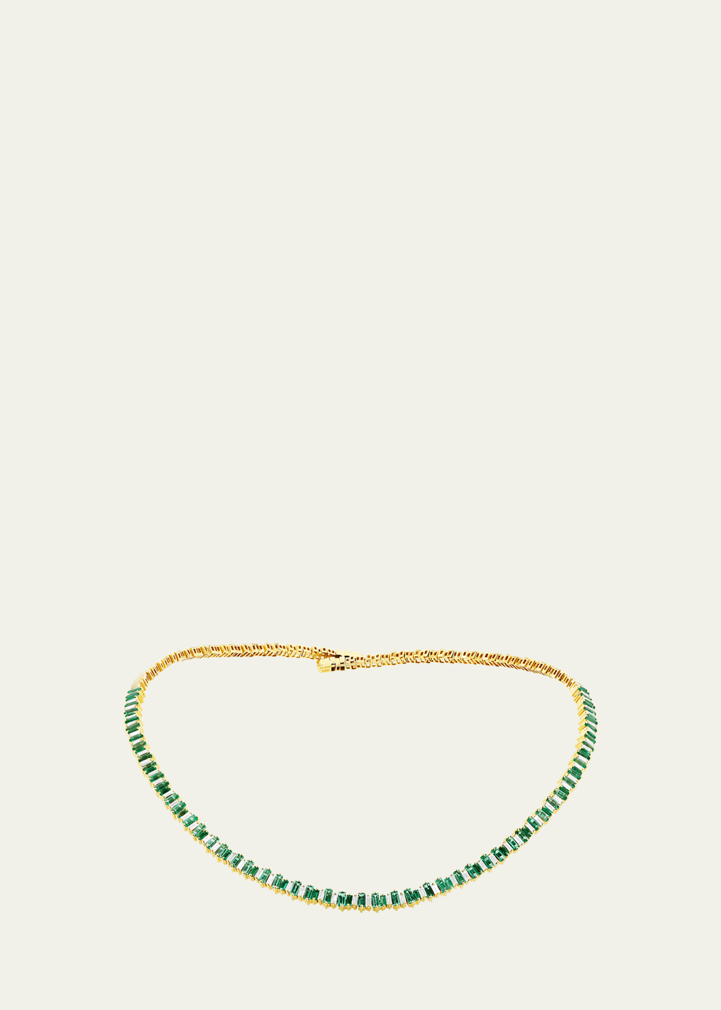 Suzanne Kalan 18k Yellow Gold Emerald And Diamond Collar In Green