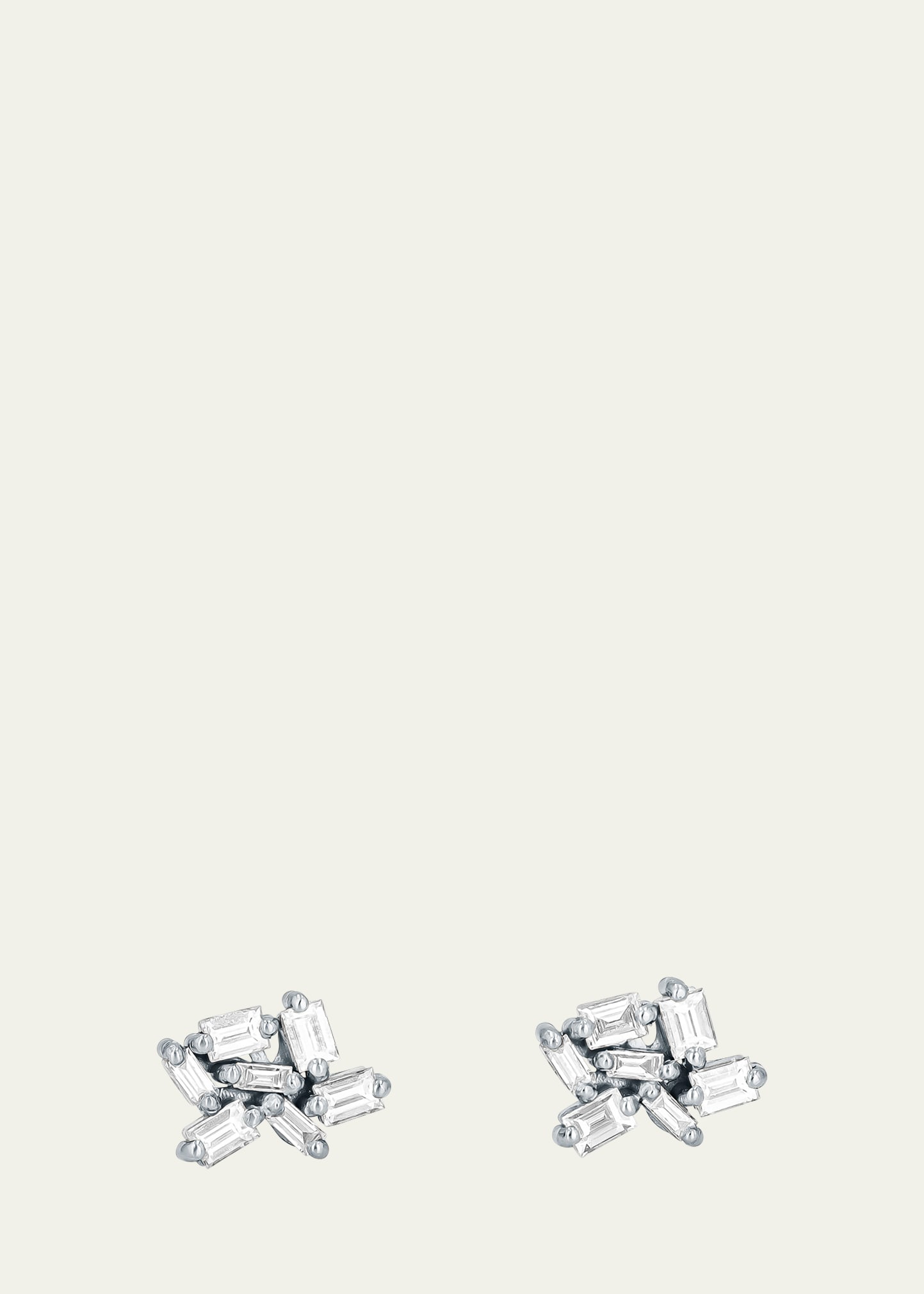 Suzanne Kalan 18k White Gold Baguette Diamond Firework Post Earrings In 18k White Gold Po