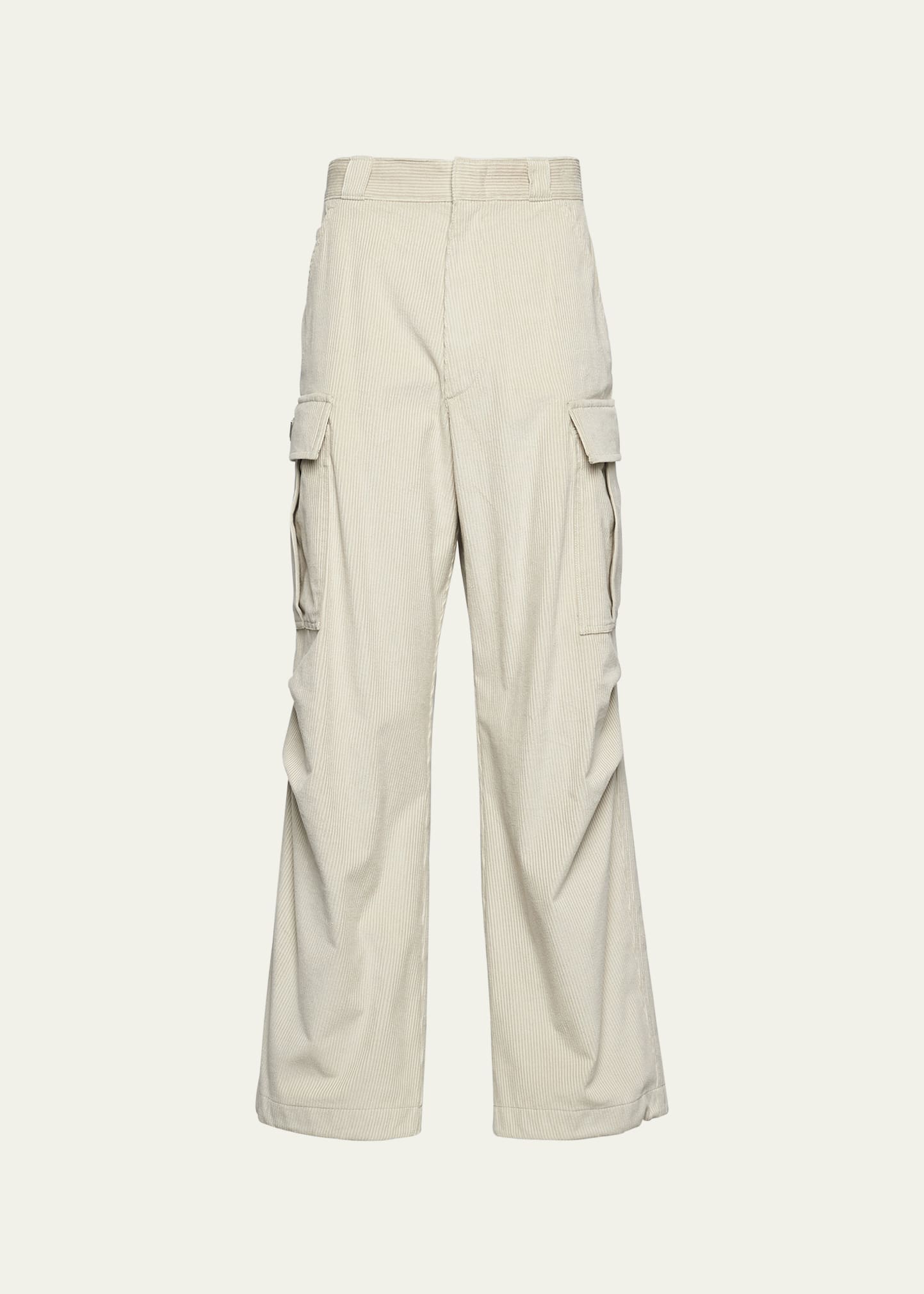 Shop Prada Men's Corduroy Cargo Pants In F0k74 Talco