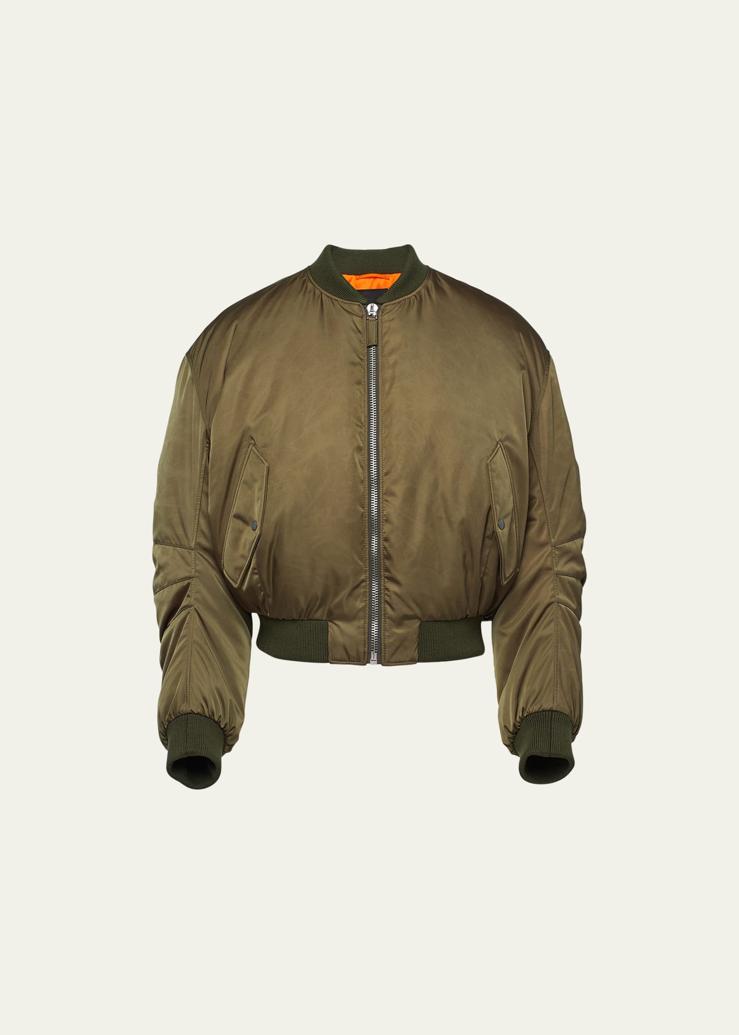 Prada Cropped Re-nylon Down Jacket In Military Green | ModeSens