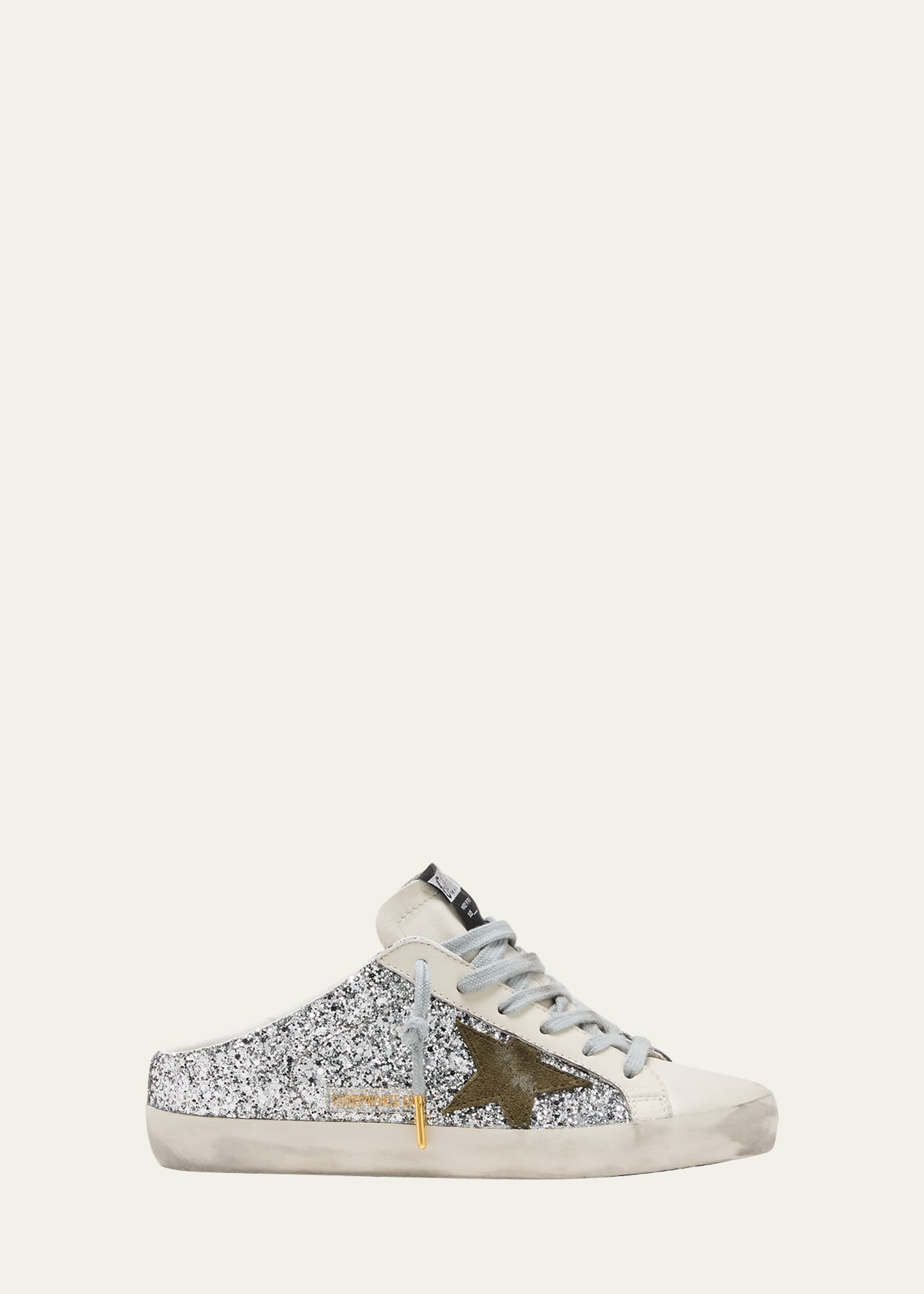 Golden Goose Superstar Sabot Glitter Slide Sneakers In Silver/olive Nig