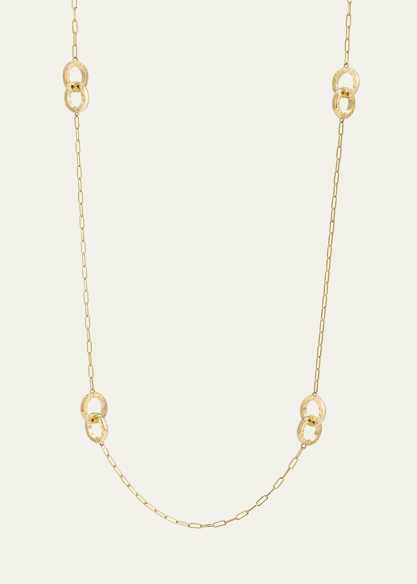 Duetto 18K Gold Paperclip Chain Necklace with Hammered Rings