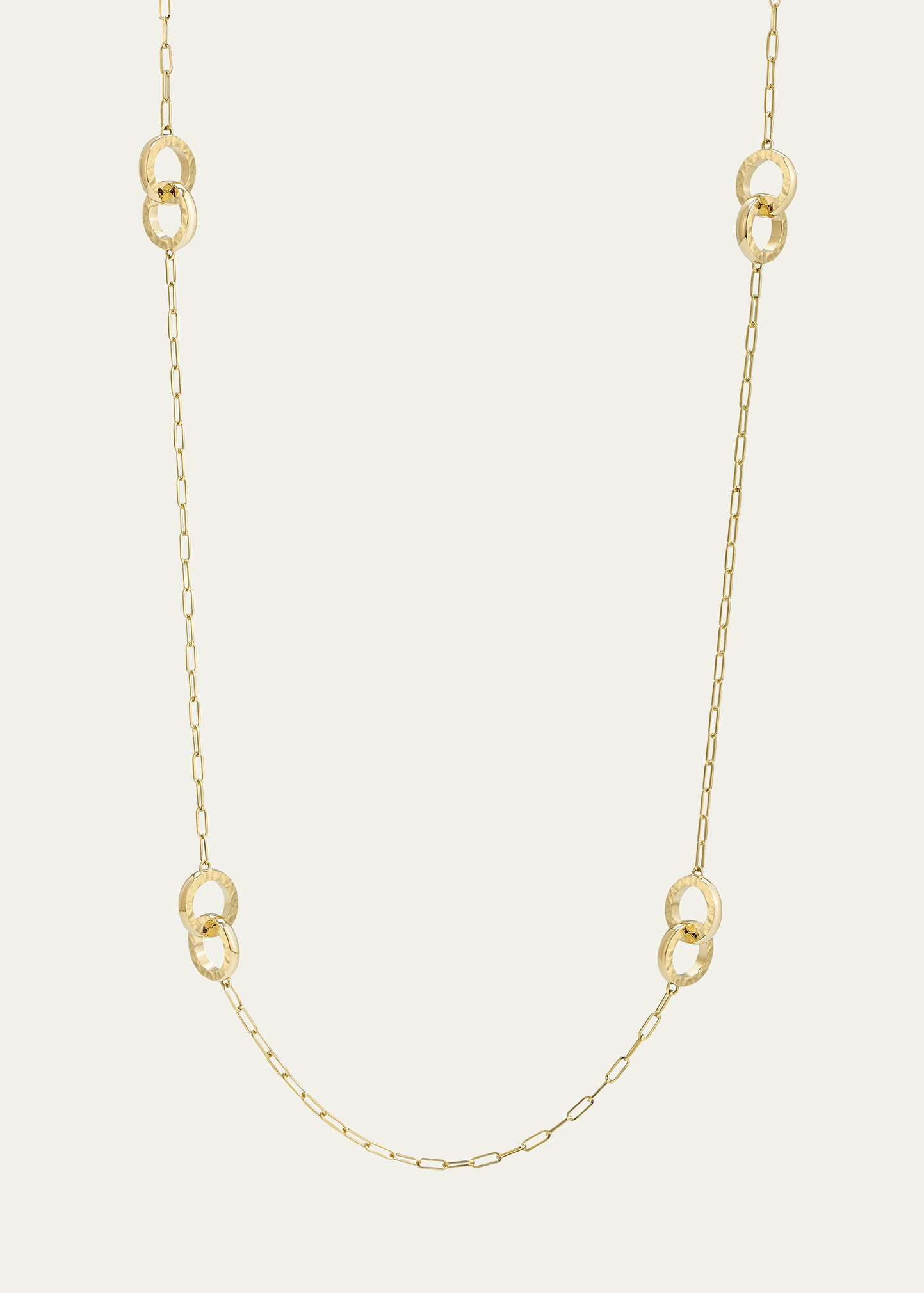 L. Klein Duetto 18k Gold Paperclip Chain Necklace With Hammered Rings