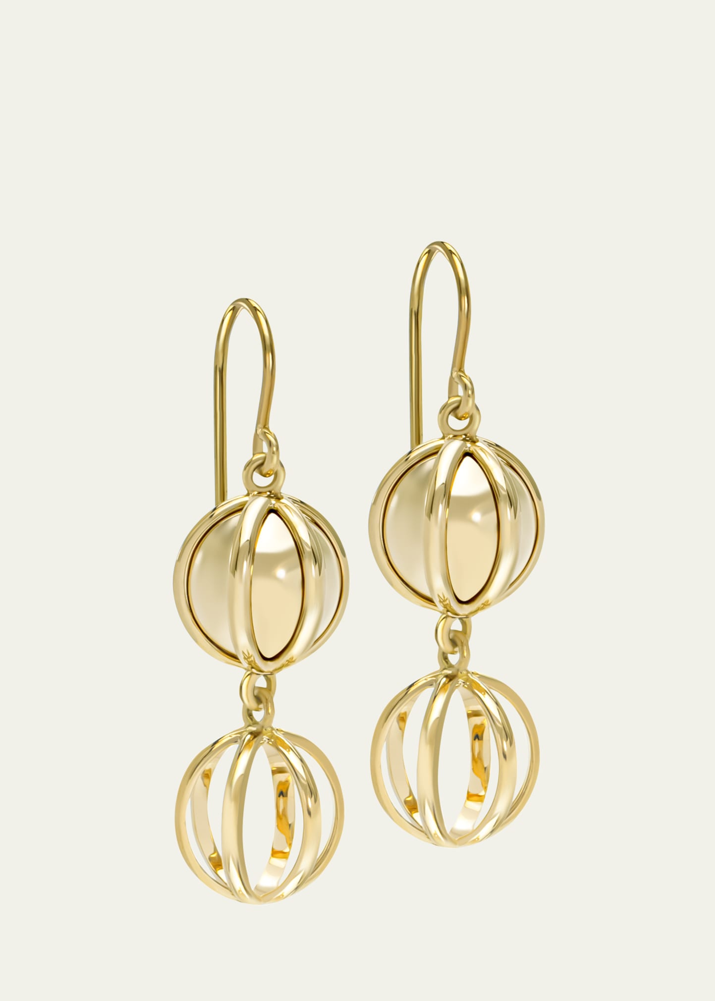 L. Klein Prisma 18k Yellow Gold Double Drop Earrings