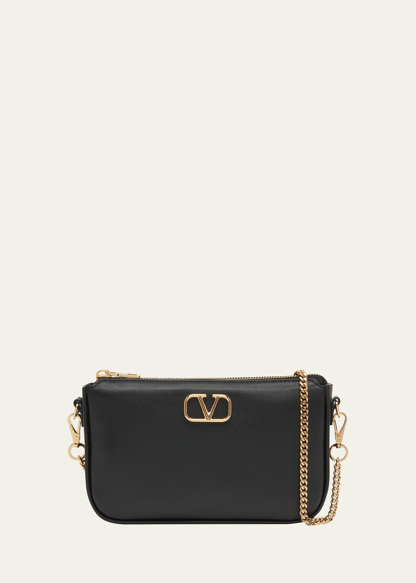 Shop Valentino Vlogo Signature Calfskin Pouch Bag In 0no Nero