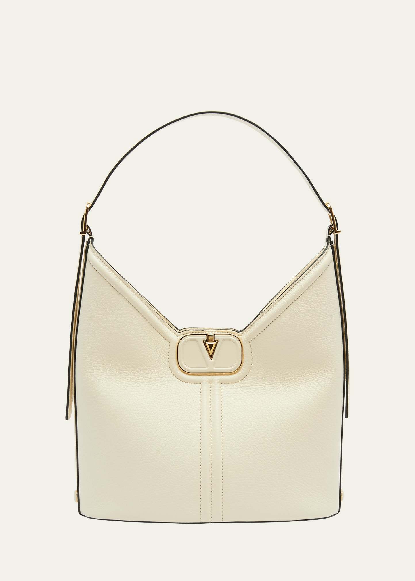 Valentino Vlogo Leather Tote Bag In Ivory