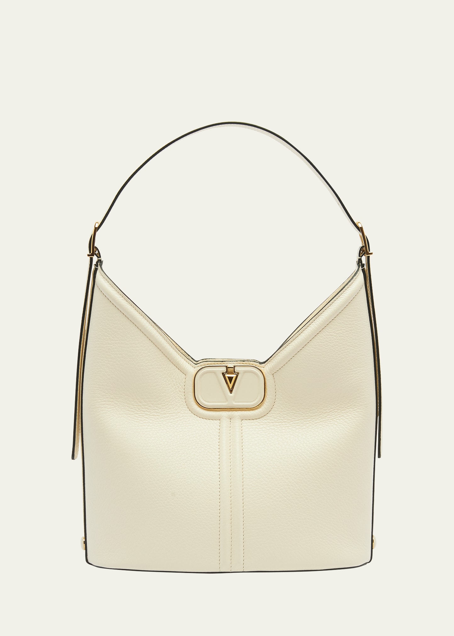 Valentino Garavani Vlogo Leather Tote Bag In Ivory