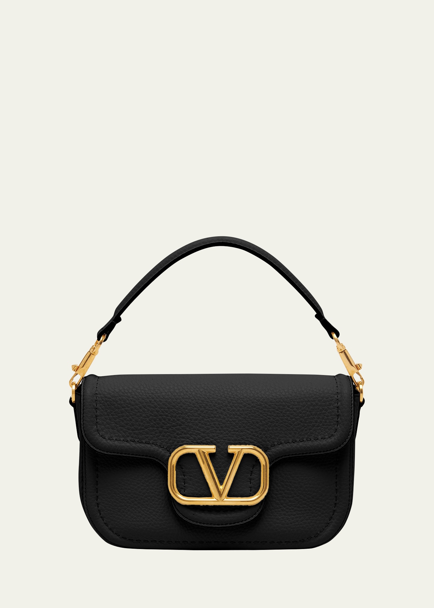 Shop Valentino Loco Vlogo Flap Leather Shoulder Bag In Nero