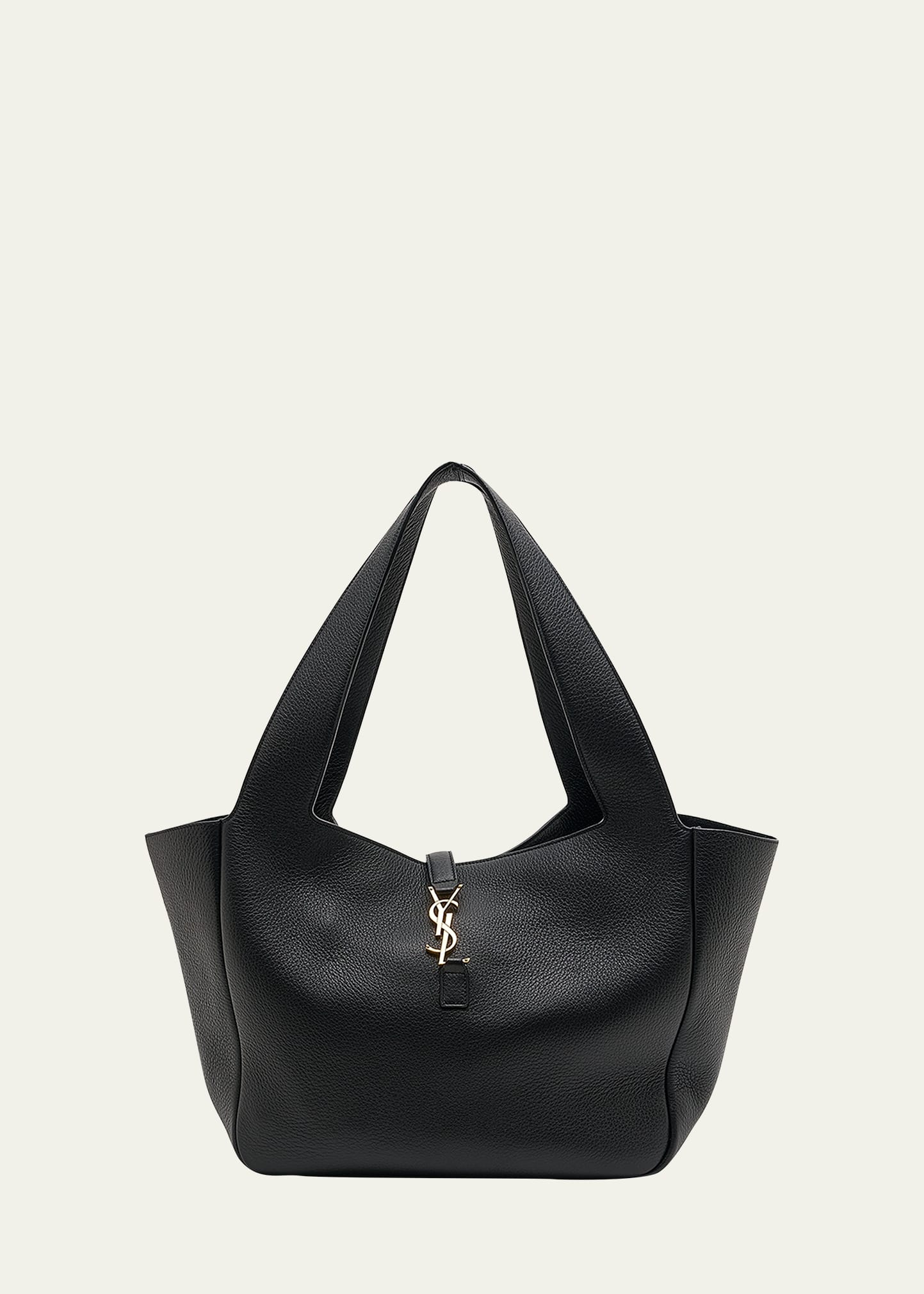 Shop Saint Laurent Bea Cabas Ysl Tote Bag In Supple Leather In Noir