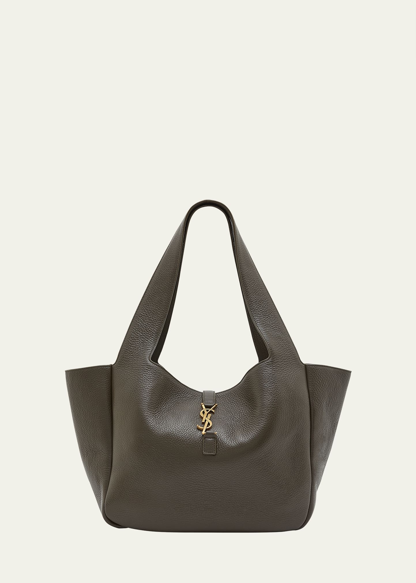 Saint Laurent Bea Cabas Ysl Tote Bag In Supple Leather In Gray