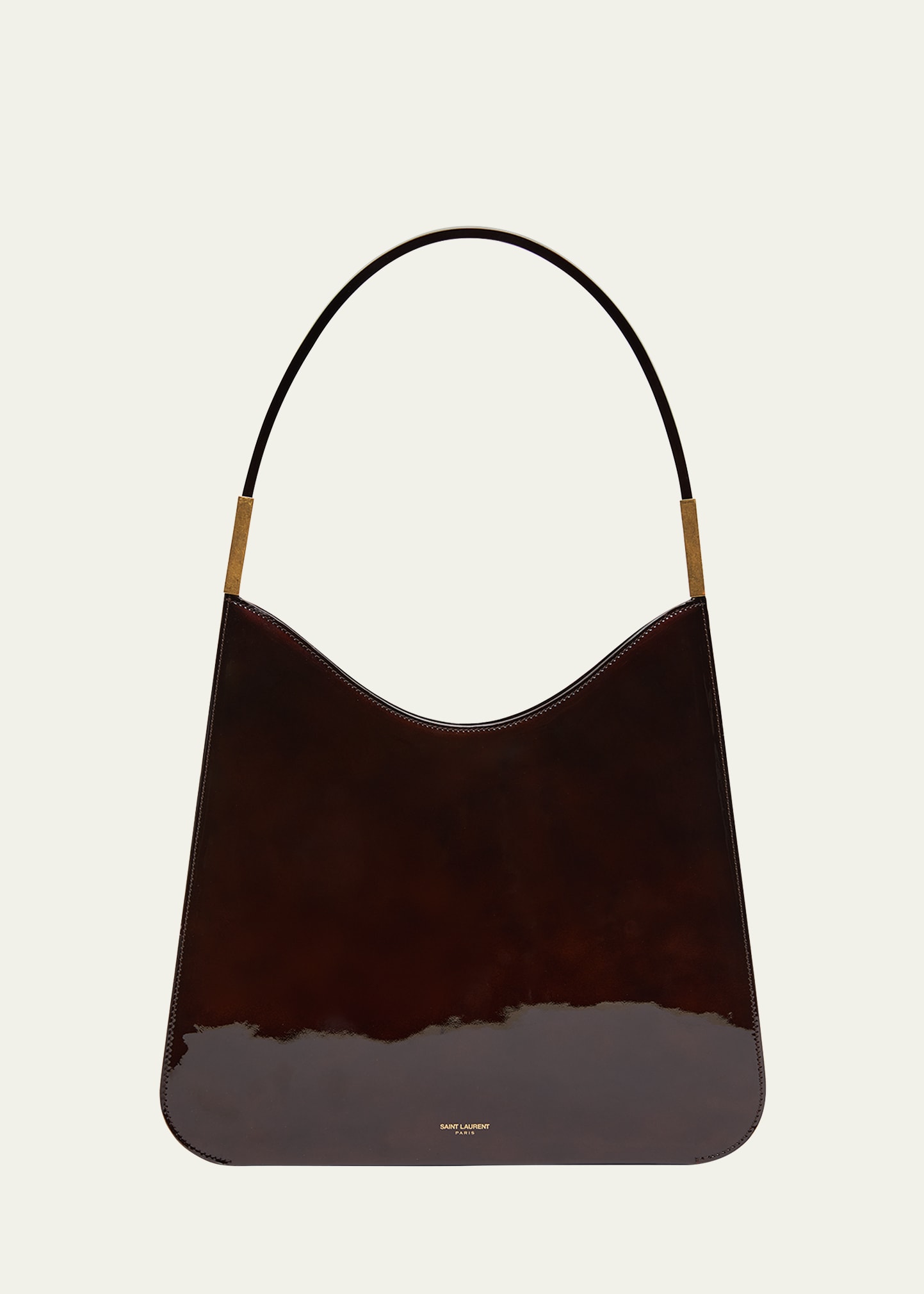 Saint Laurent Sac Patent Leather Hobo Bag In Espresso