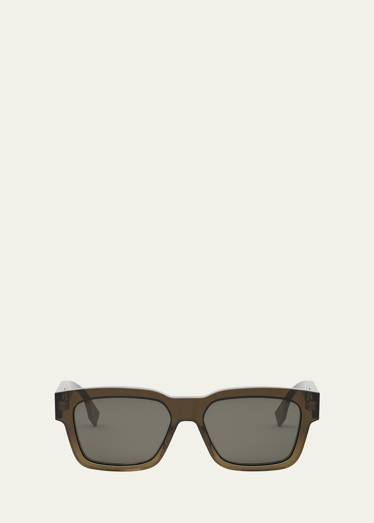 Shop Fendi Men's O'lock Acetate Rectangle Sunglasses In Dark Brown