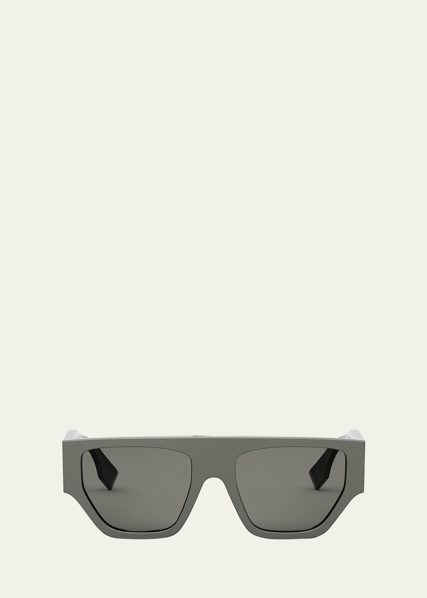 Shop Fendi Men's O'lock Nylon Rectangle Sunglasses In Grey Smoke