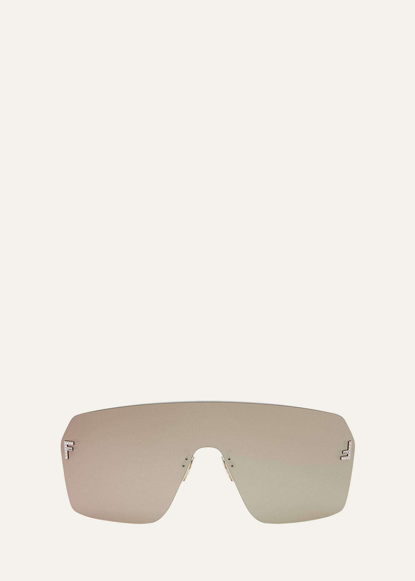 Fendi Men's  Roma 53mm Rimless Rectangular Sunglasses In Brown Rose Gold Mirror