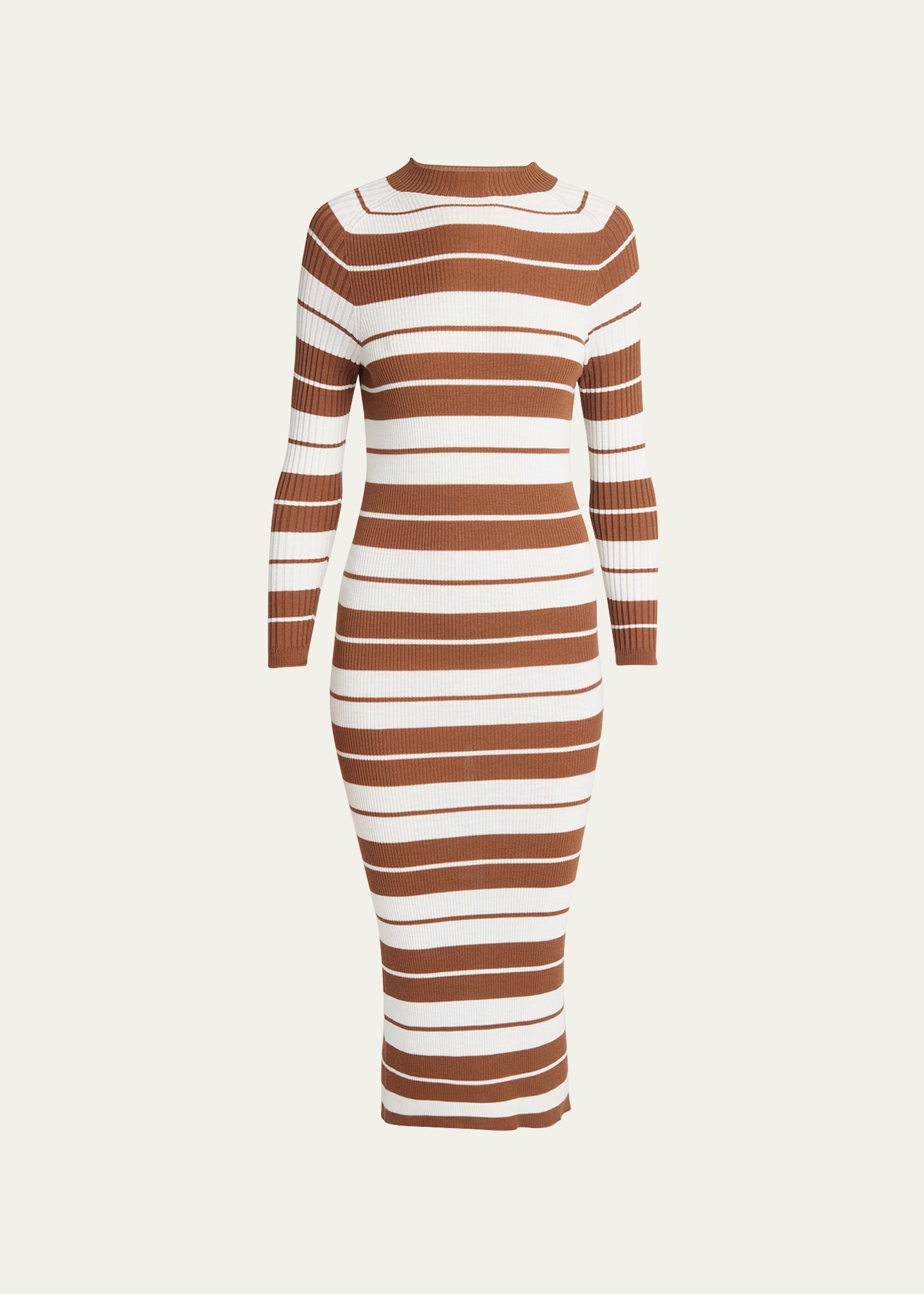 Meryll Rogge Striped Seamless Body-con Midi Wool Dress In Summer Merino Bro