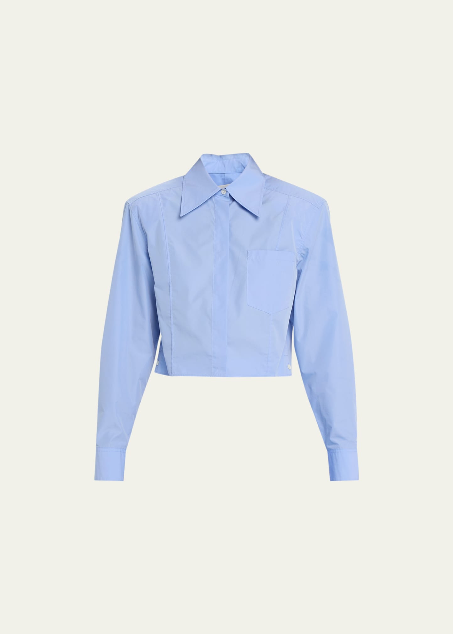 Shop 3.1 Phillip Lim / フィリップ リム Long-sleeve Crop Tailored Shirt In Oxford Blue