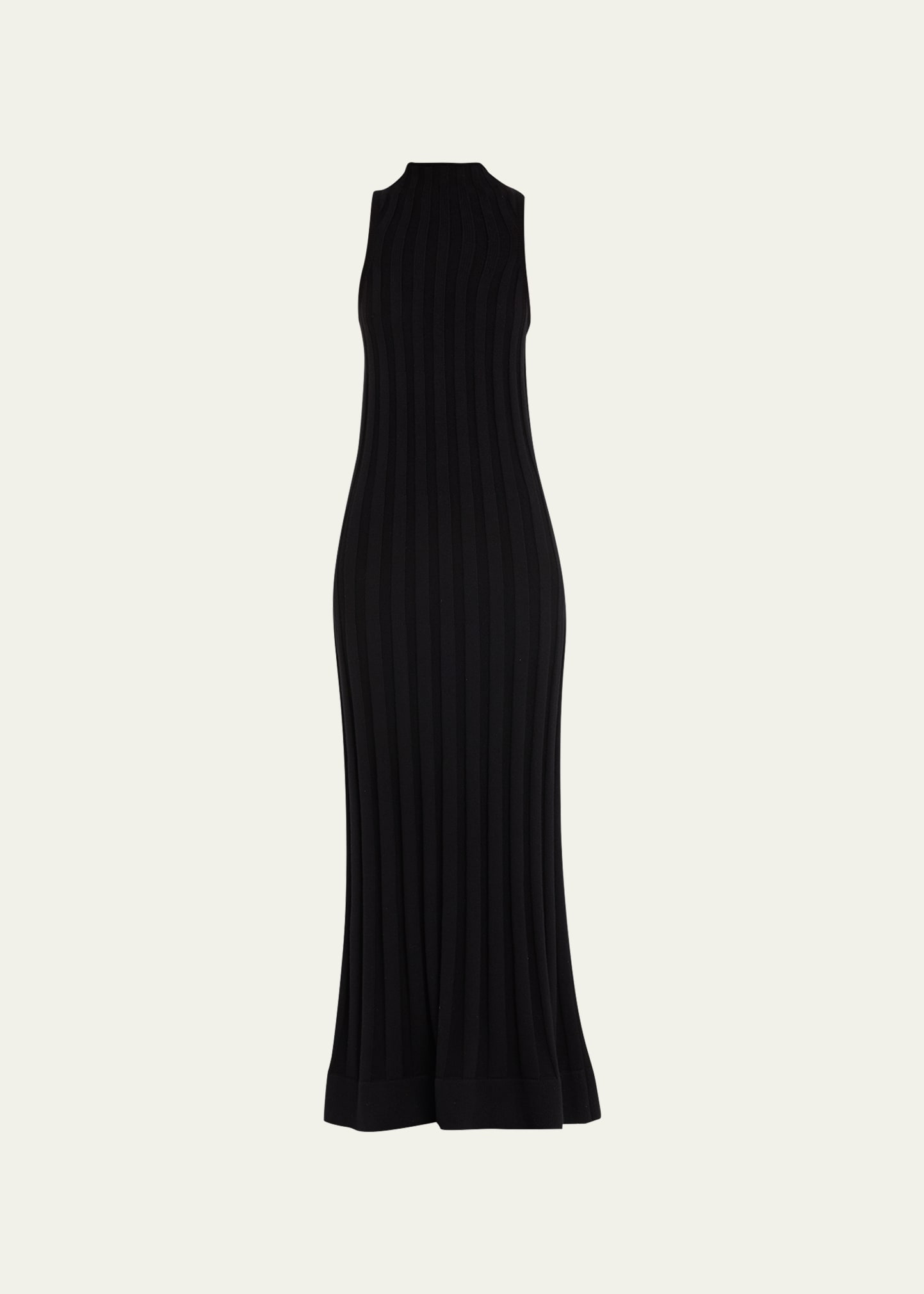 Ribbed Sleeveless Mock-Neck Maxi Dress