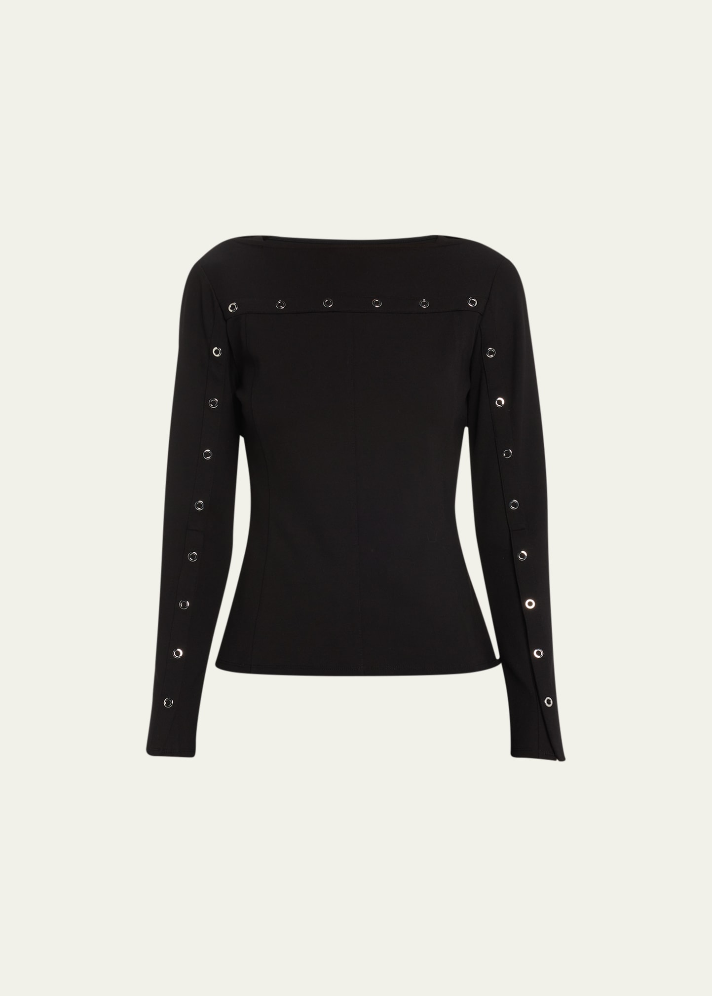 3.1 Phillip Lim / フィリップ リム Fitted Long-sleeve Ring Snap Top In Black