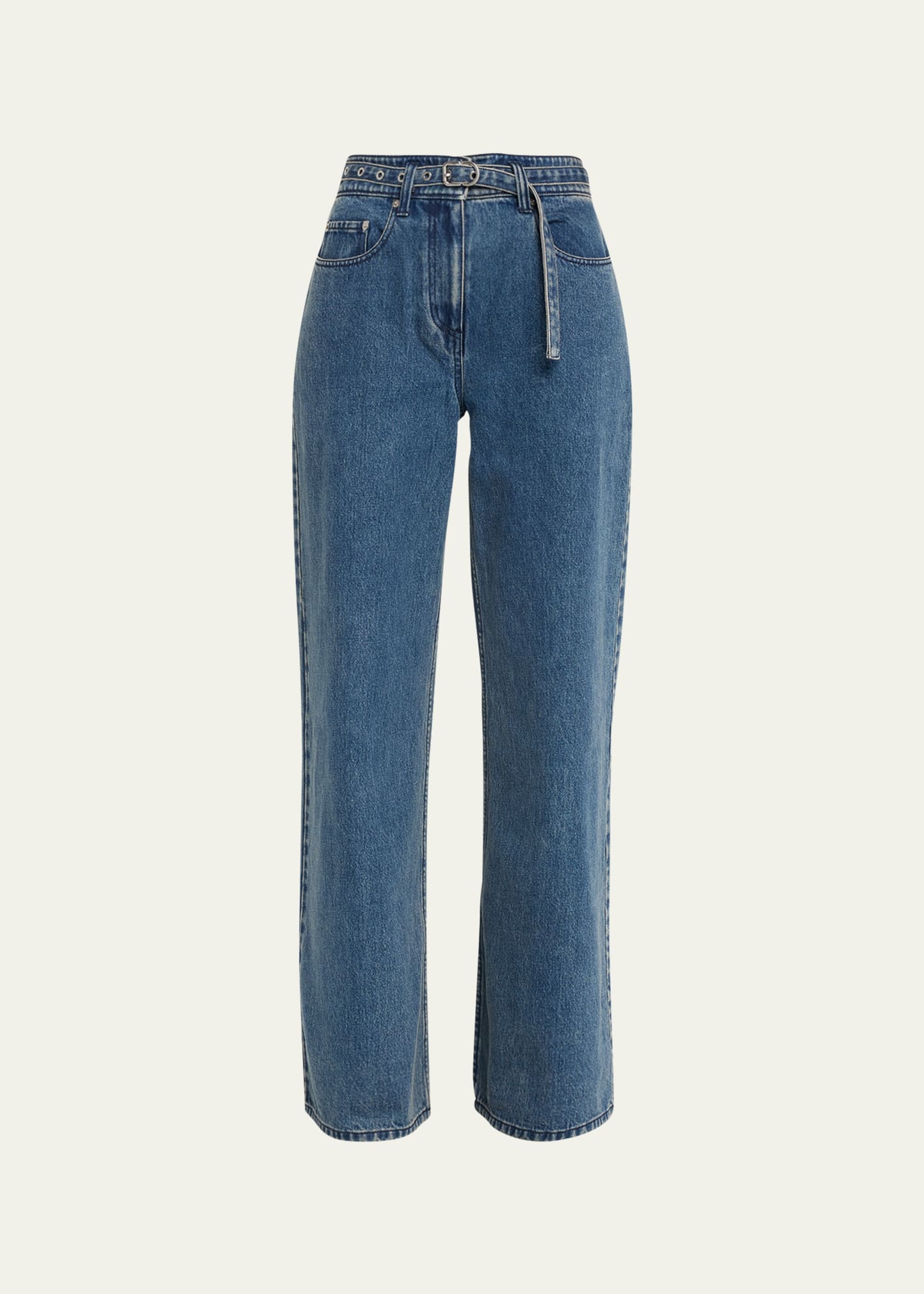 Wide-Leg Belted Jeans