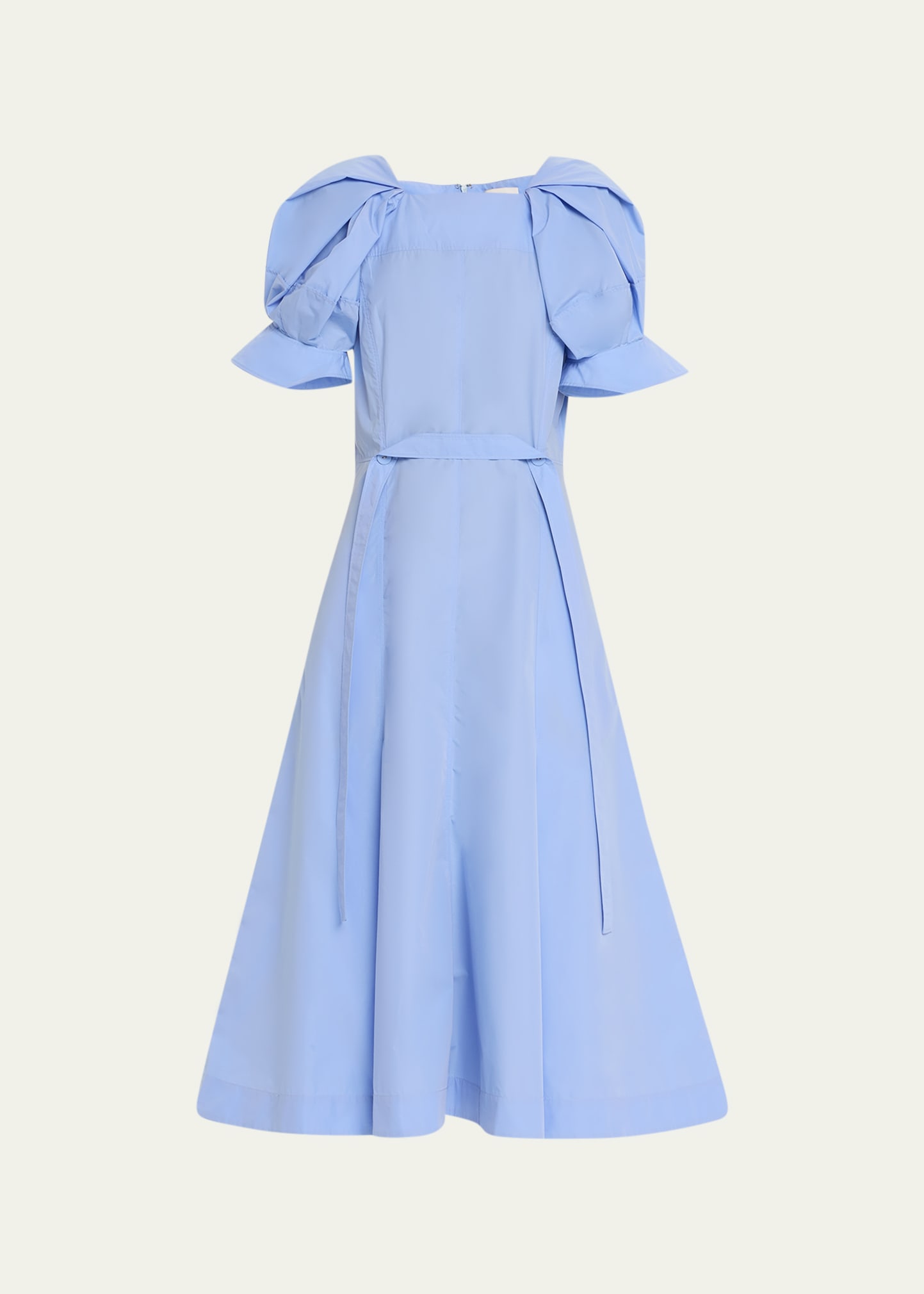 Shop 3.1 Phillip Lim / フィリップ リム Belted Puff-sleeve A-line Midi Dress In Oxford Blue